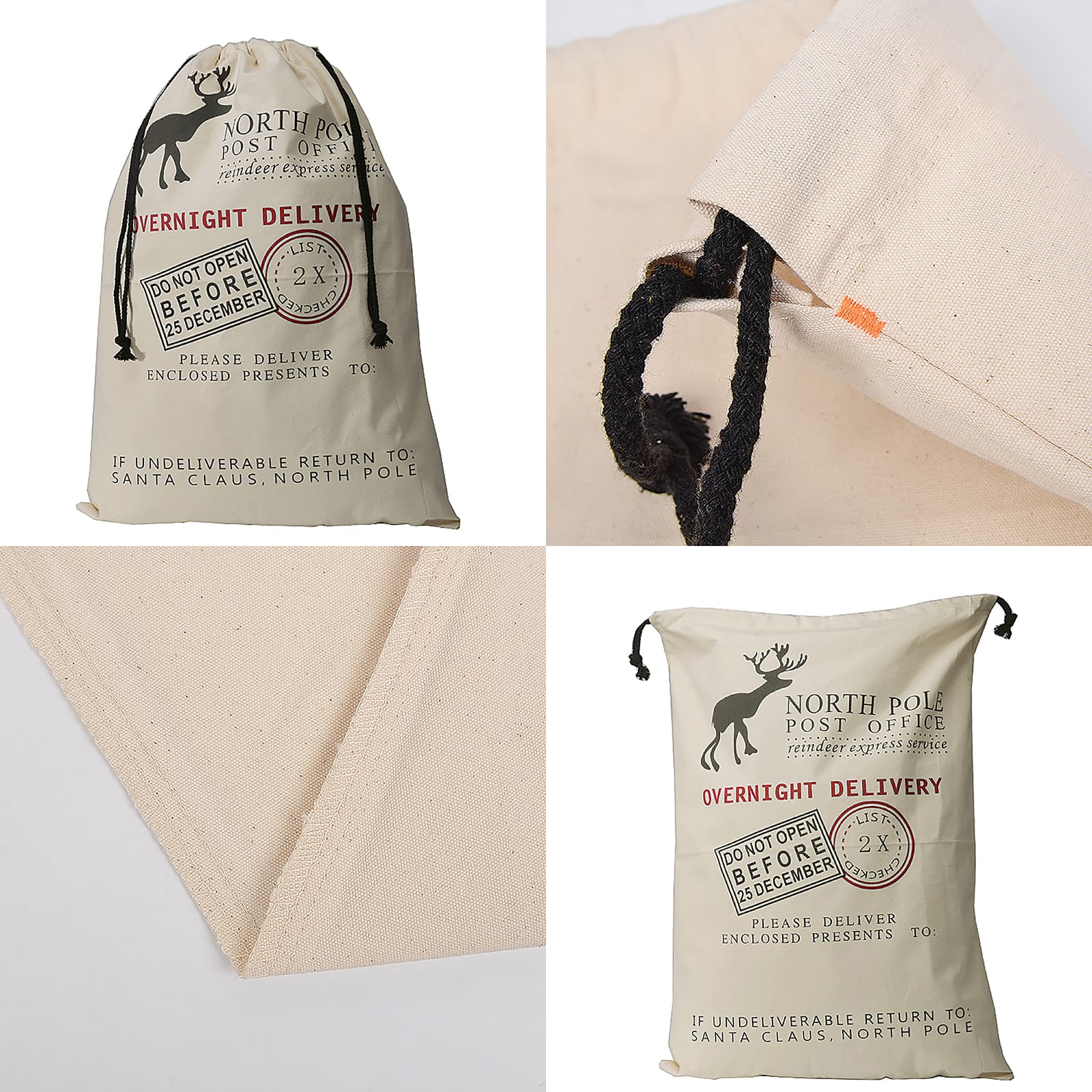 Personality Case™ North Pole Post Office Drawstring Cotton Christmas Bag