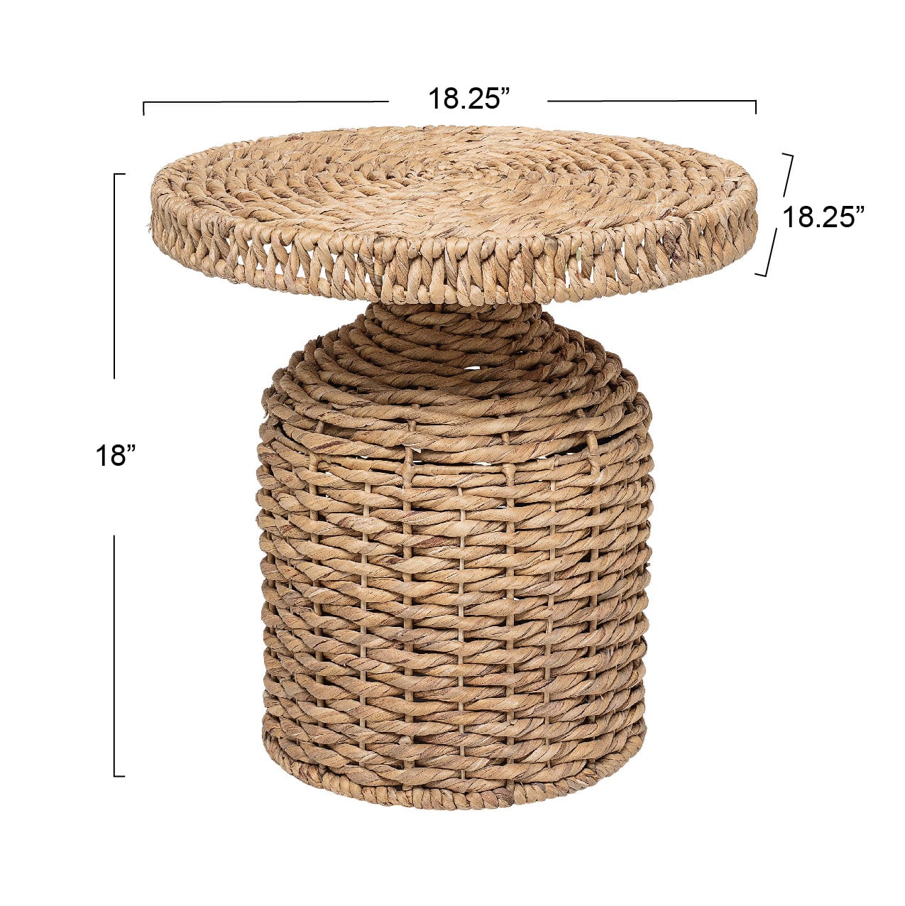 18&#x22; Natural Water Hyacinth Woven Side Table