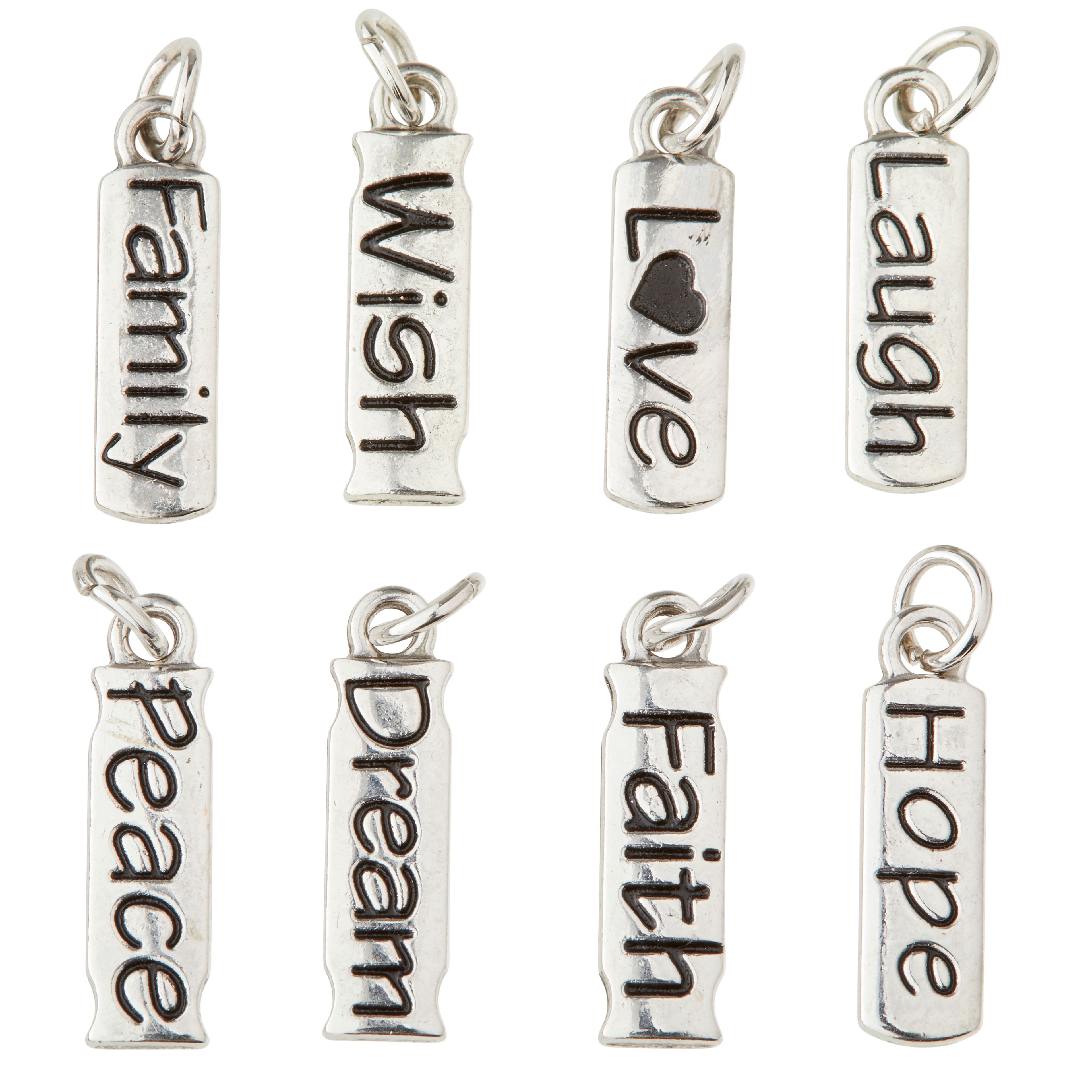 Rhodium-Colored Word Tag Charm Set by Bead Landing™