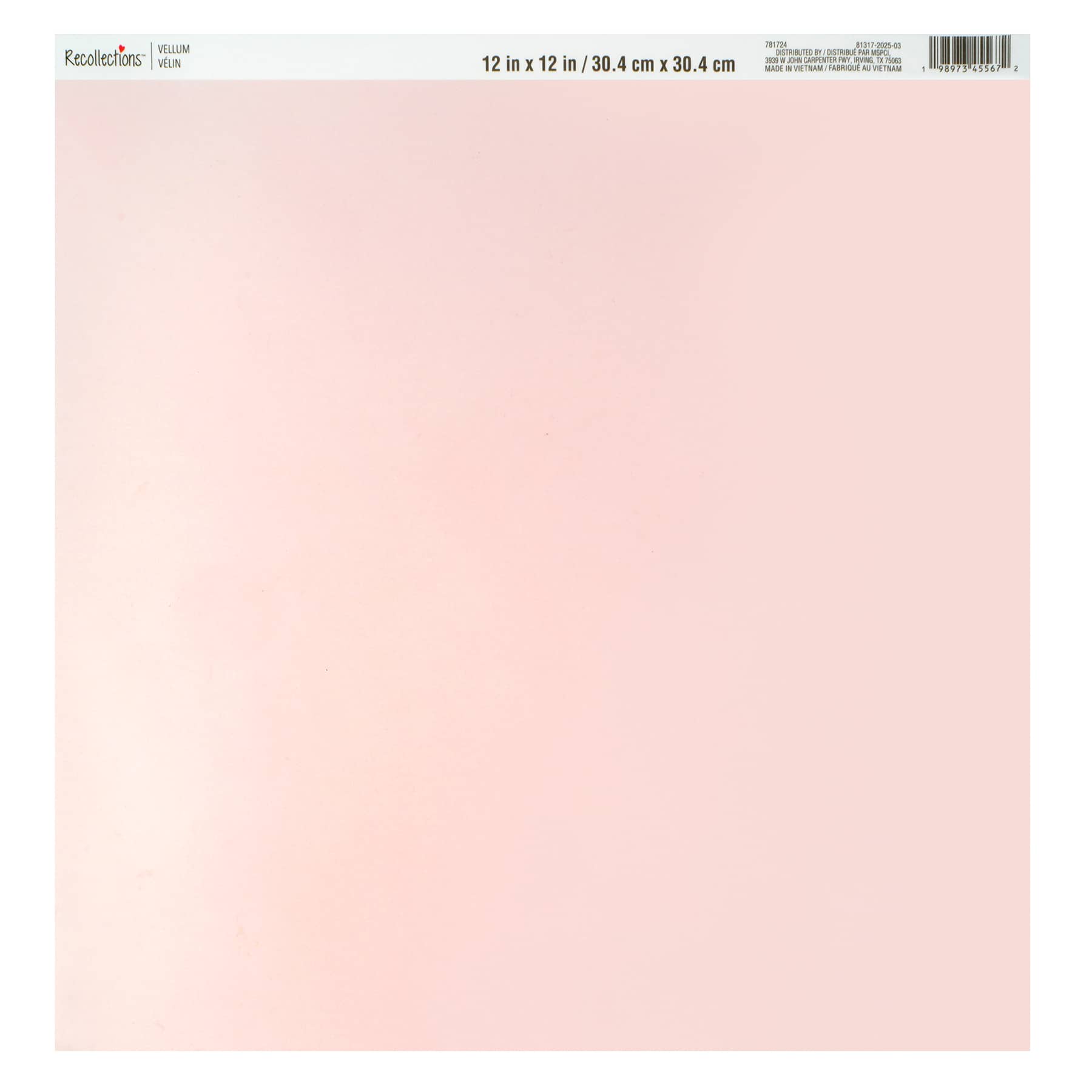 12" x 12" Pink Vellum Paper by Recollections™