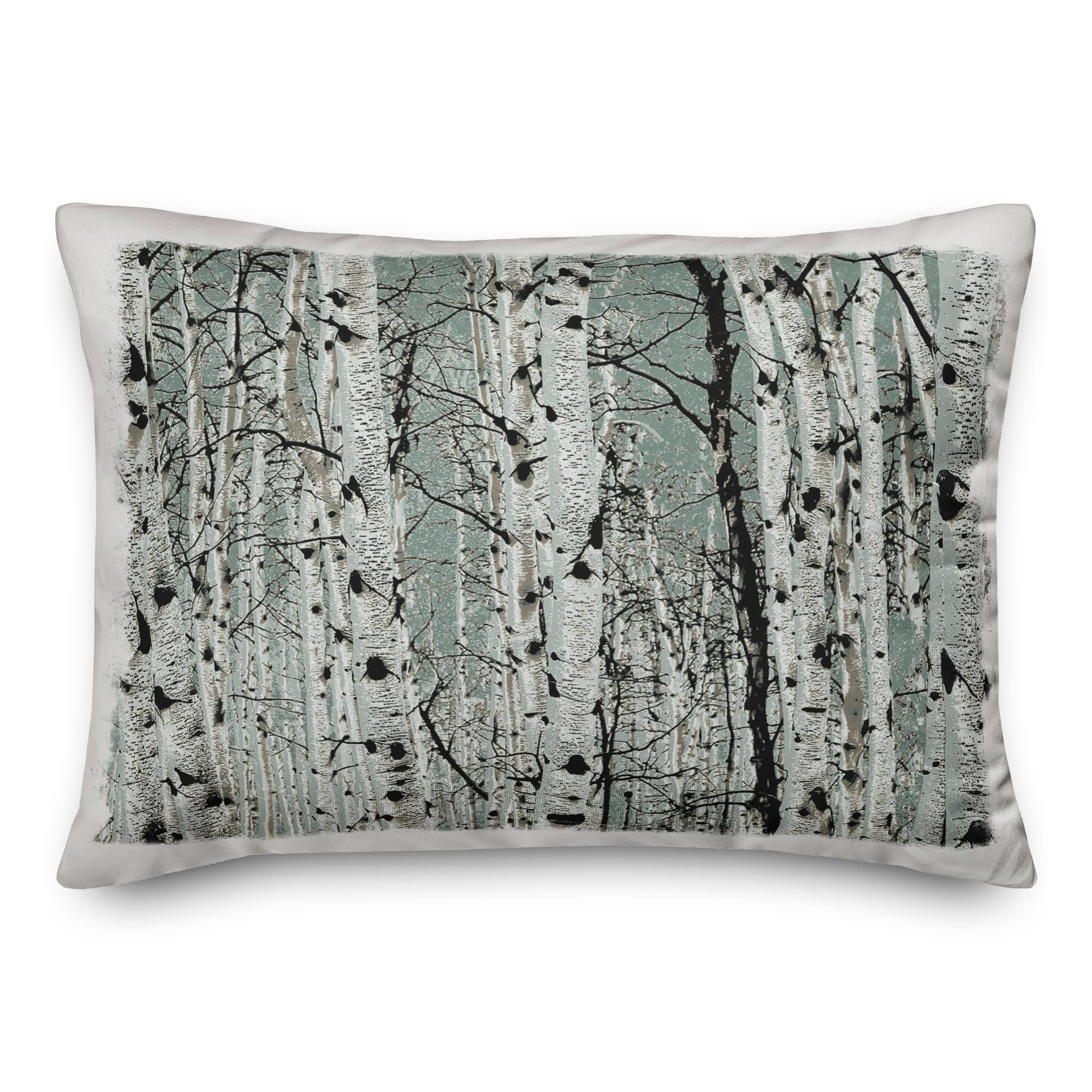 Teal Winter Birches Throw Pillow