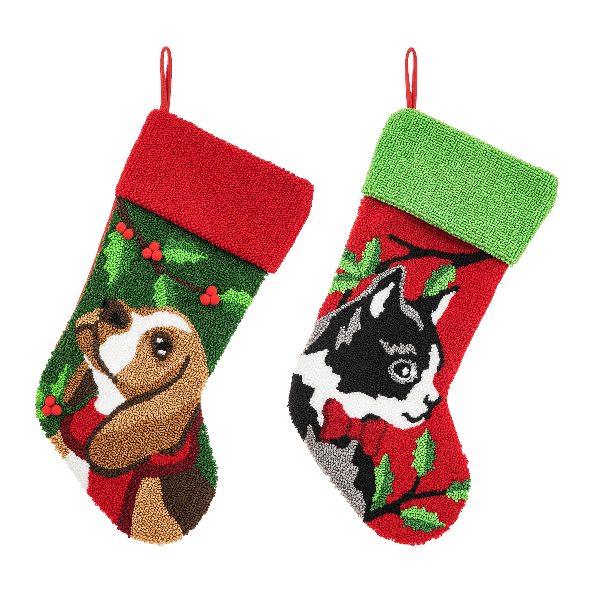 Glitzhome® 20.5" Dog & Cat Hooked Stocking Set