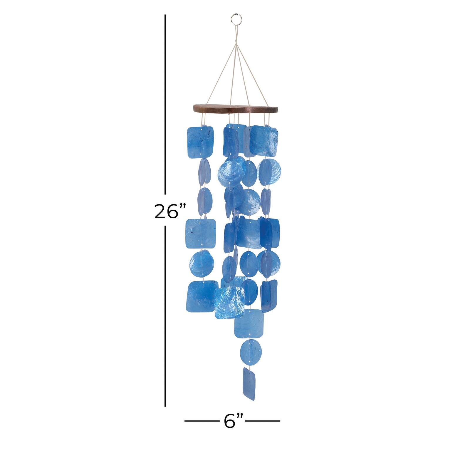 Blue Capiz shell Coastal Windchime, 26", 6"