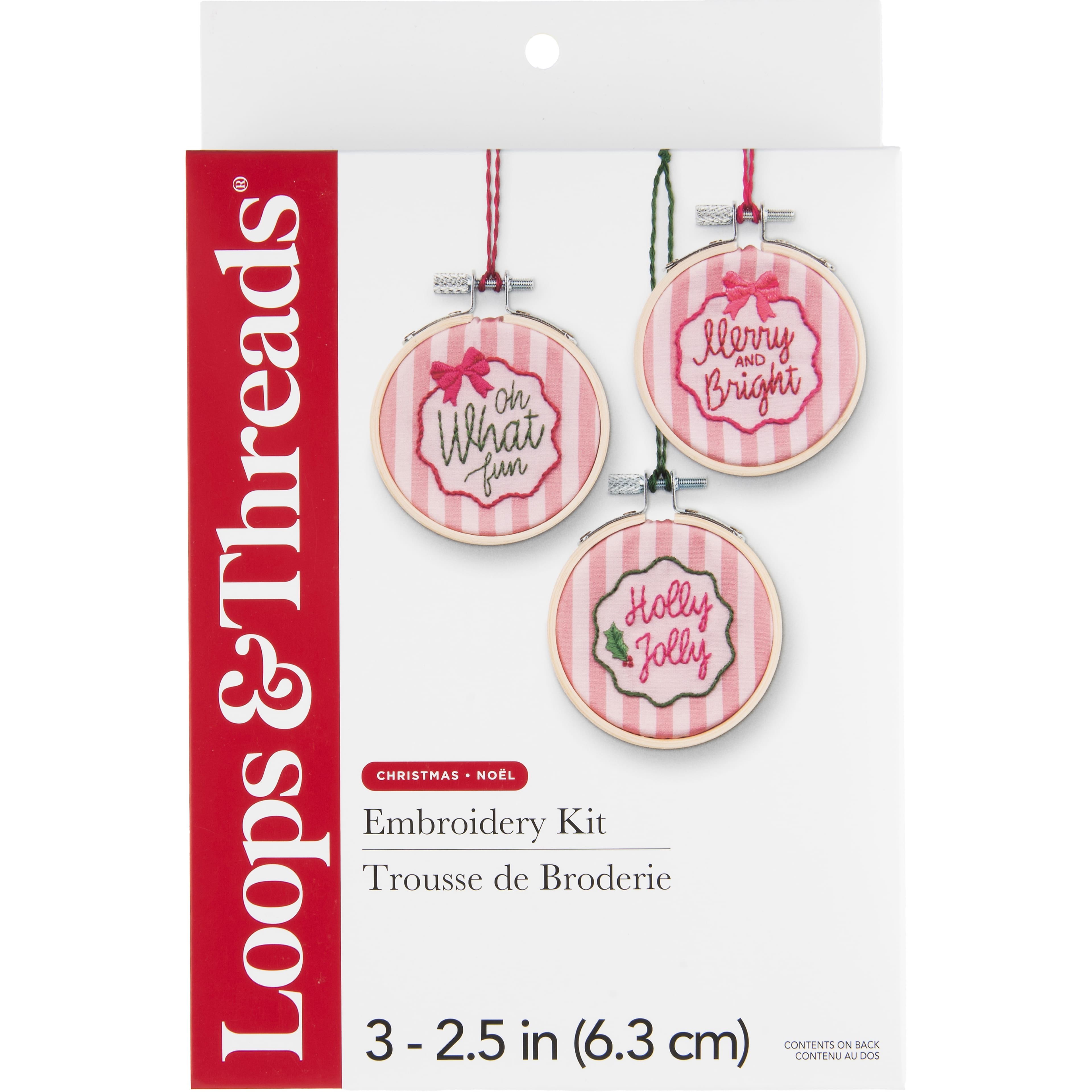 2.5&#x22; Holiday Sentiment Ornaments Embroidery Kit by Loops &#x26; Threads&#xAE;