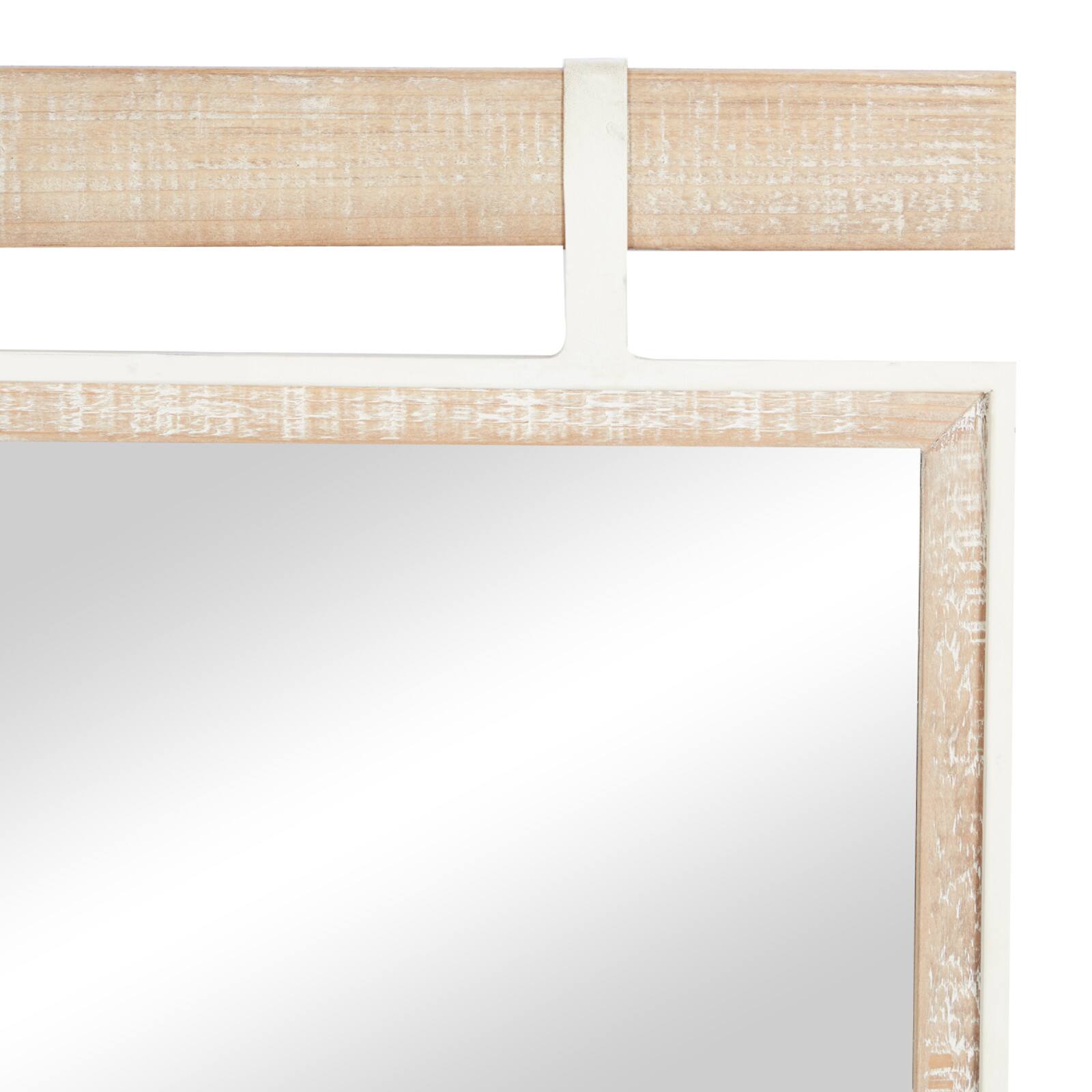 35&#x22; Brown Wood Rustic Wall Mirror