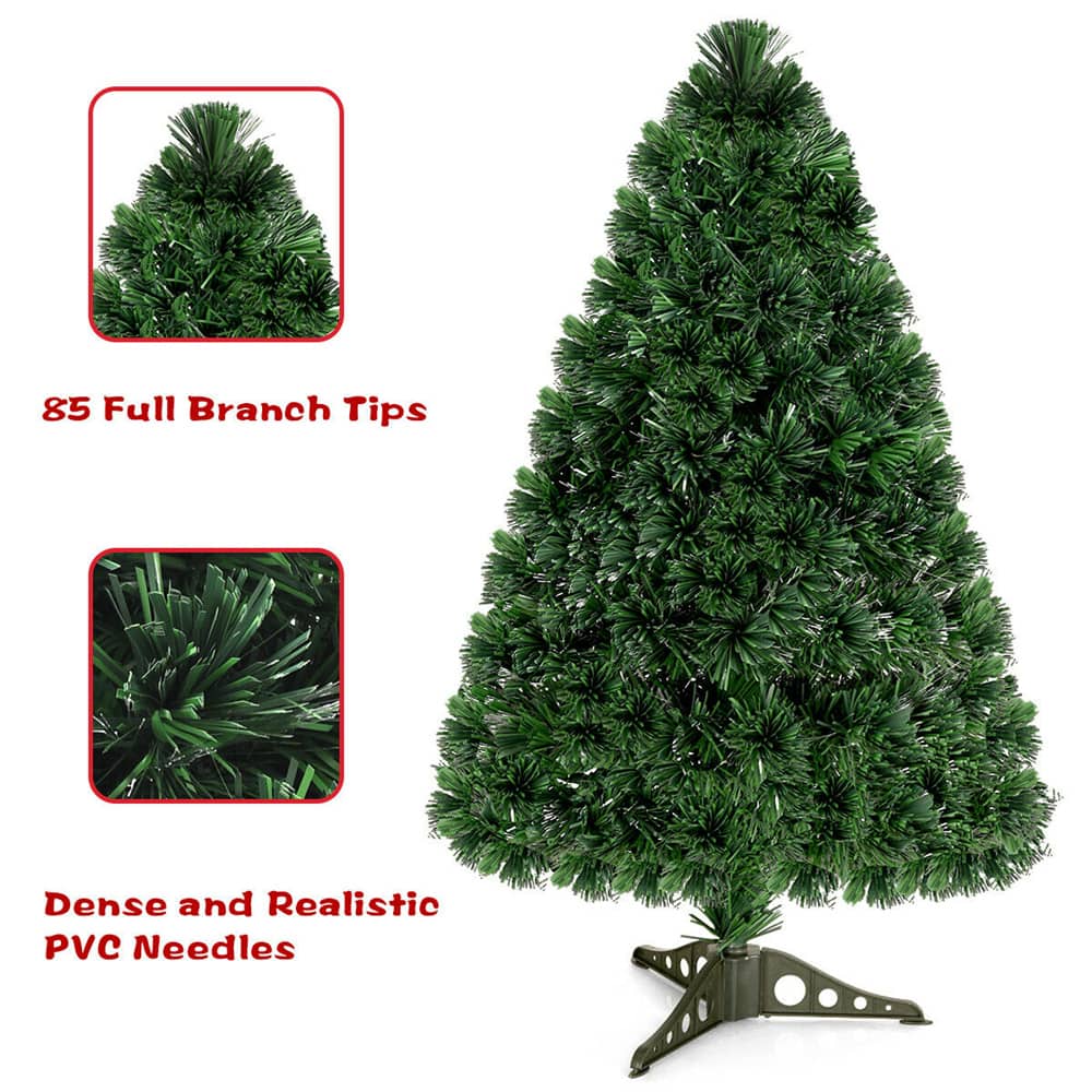 Costway 3ft. Pre-Lit Fiber Optic PVC Tabletop Christmas Tree, Multicolor Lights
