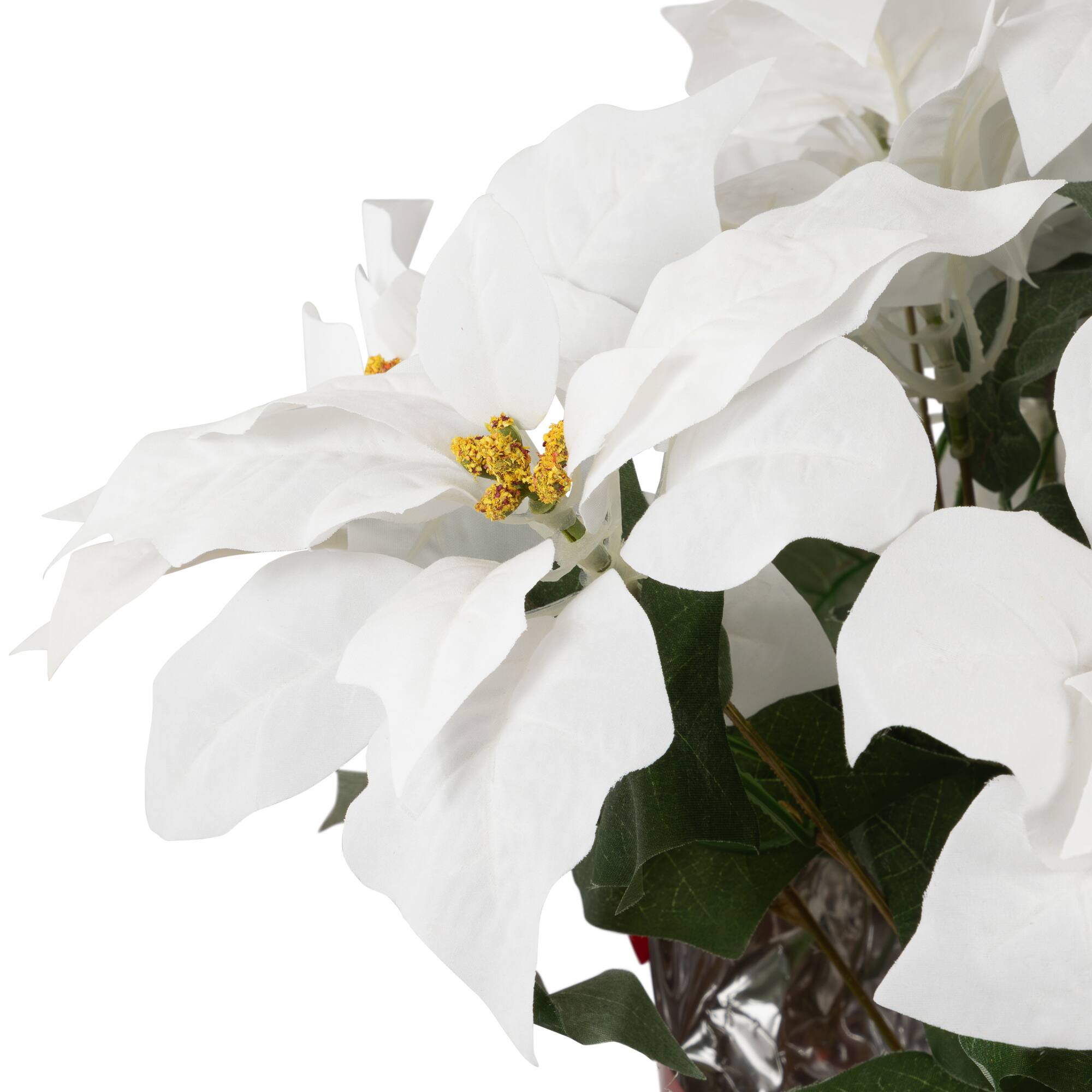 22" White Artificial Christmas Poinsettia Flowers with Wrapped Base