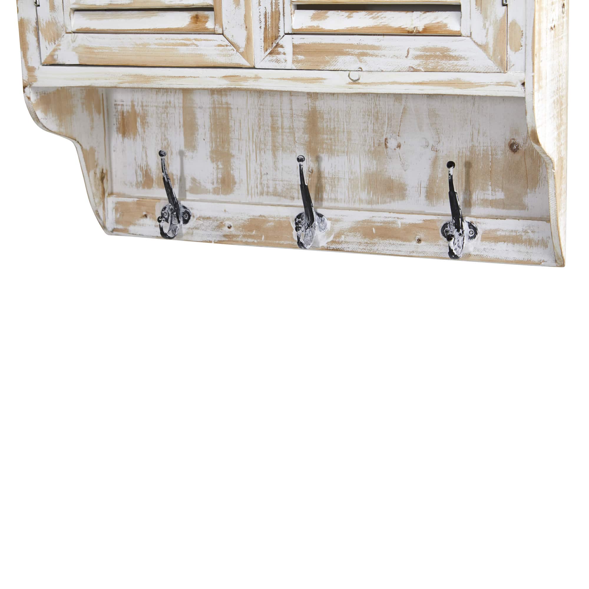 2.5ft. White Washed Wall Cabinet with Hooks