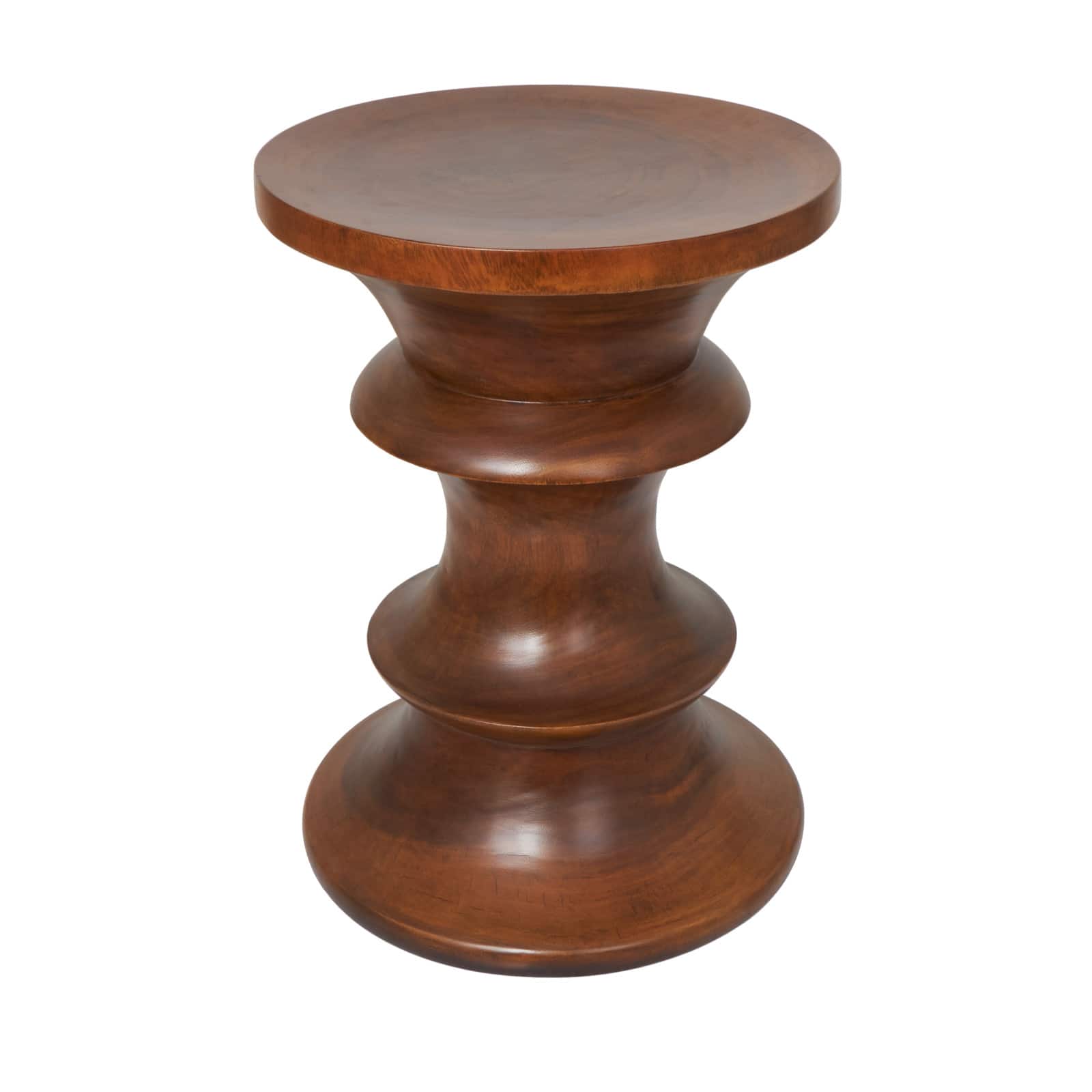 22" Brown Wood Geometric Accent Table