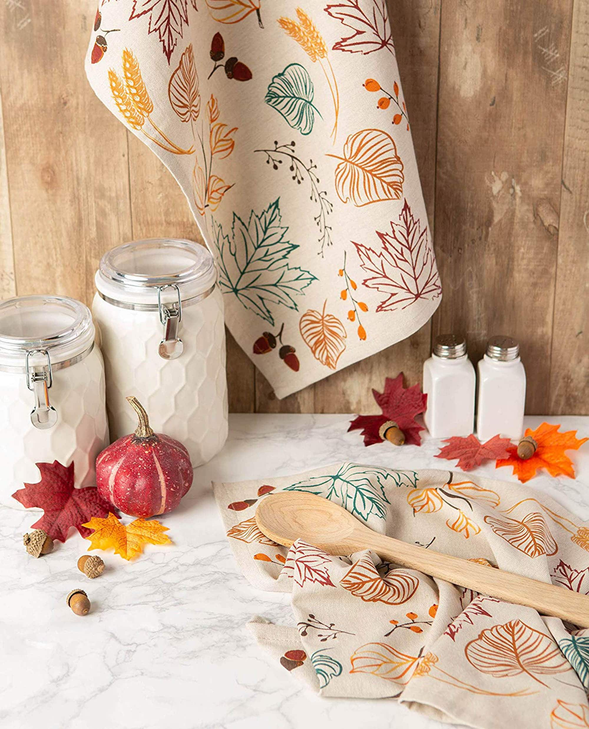 DII&#xAE; Autumn Leaves Printed Dishtowel Set