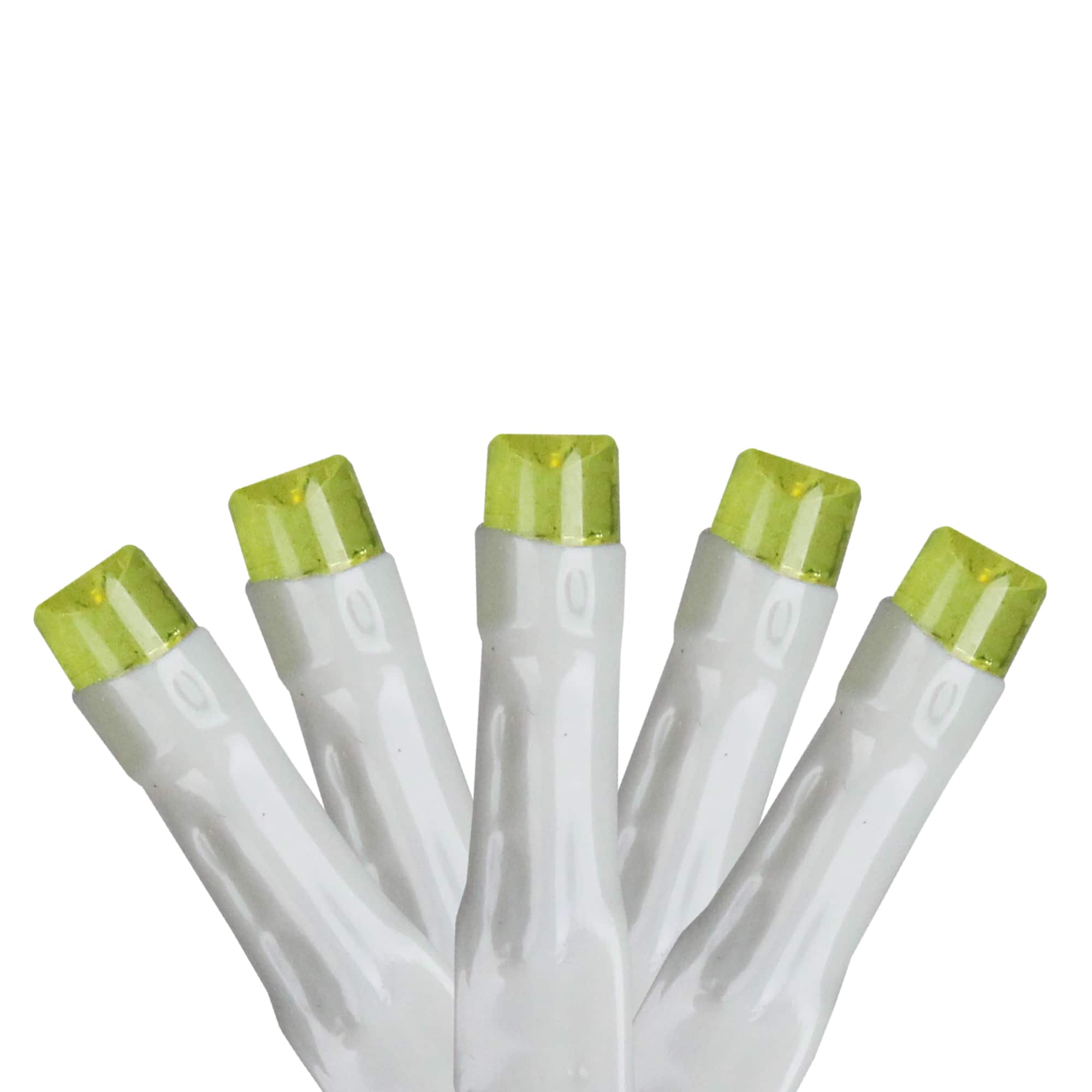 20ct. Green Battery Operated LED Wide Angle Christmas String Lights with White Wire