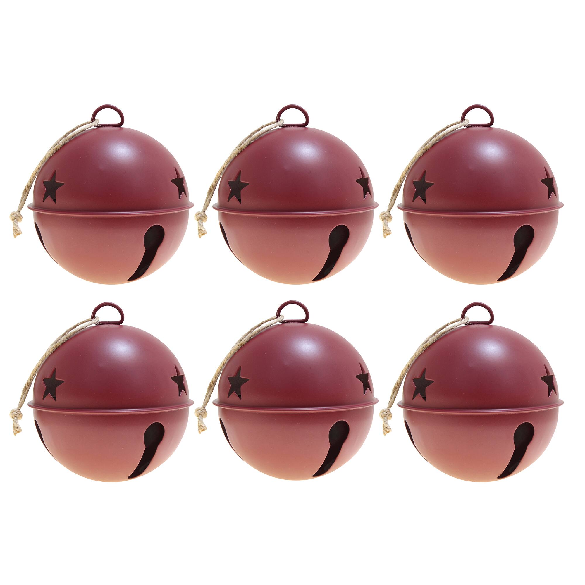 Haute Decor 6ct. 3.5" Red Jingle Bell Ornaments