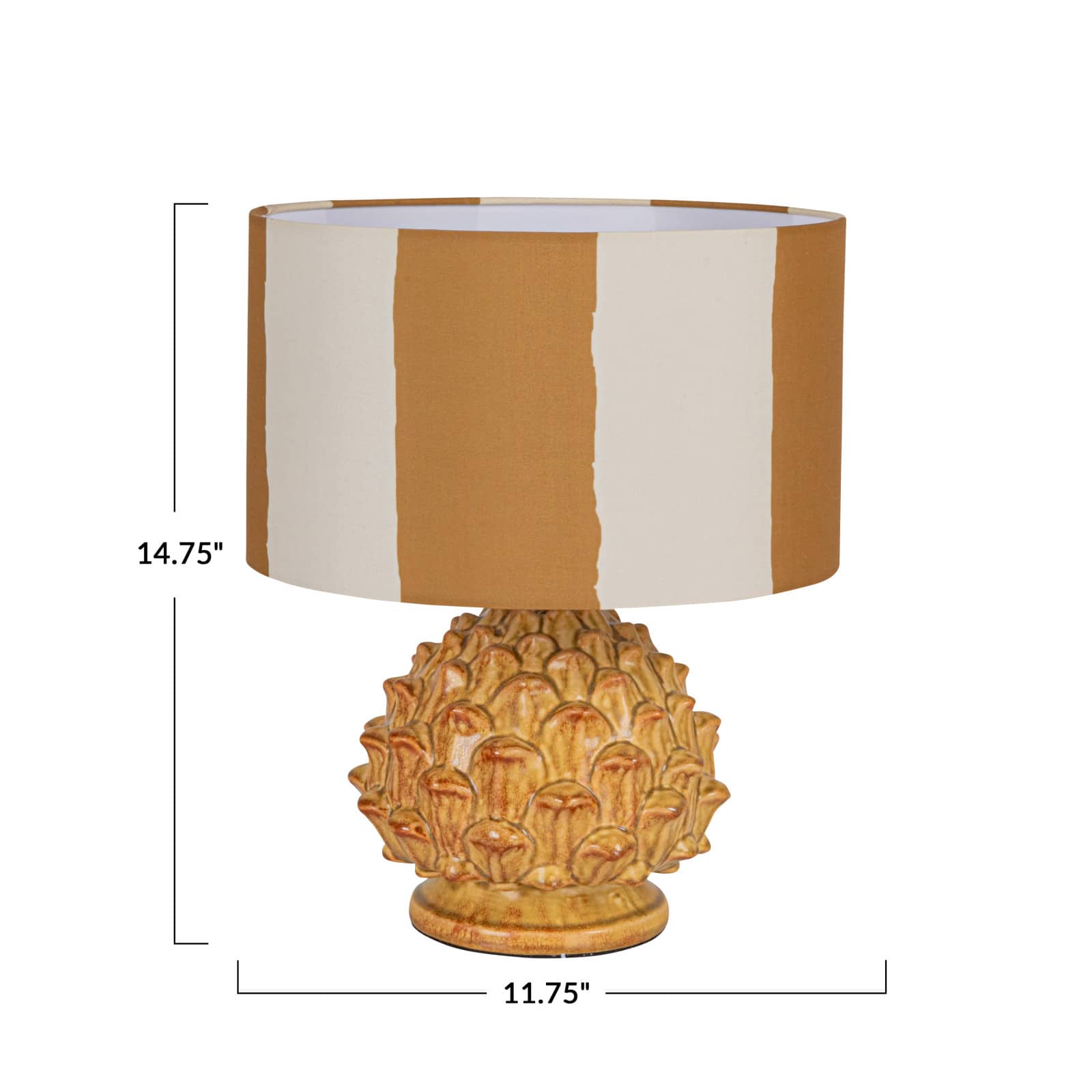 Hello Honey&#xAE; 14.75&#x22; Mustard &#x26; Cream Artichoke Finial Stoneware Table Lamp, 2ct.