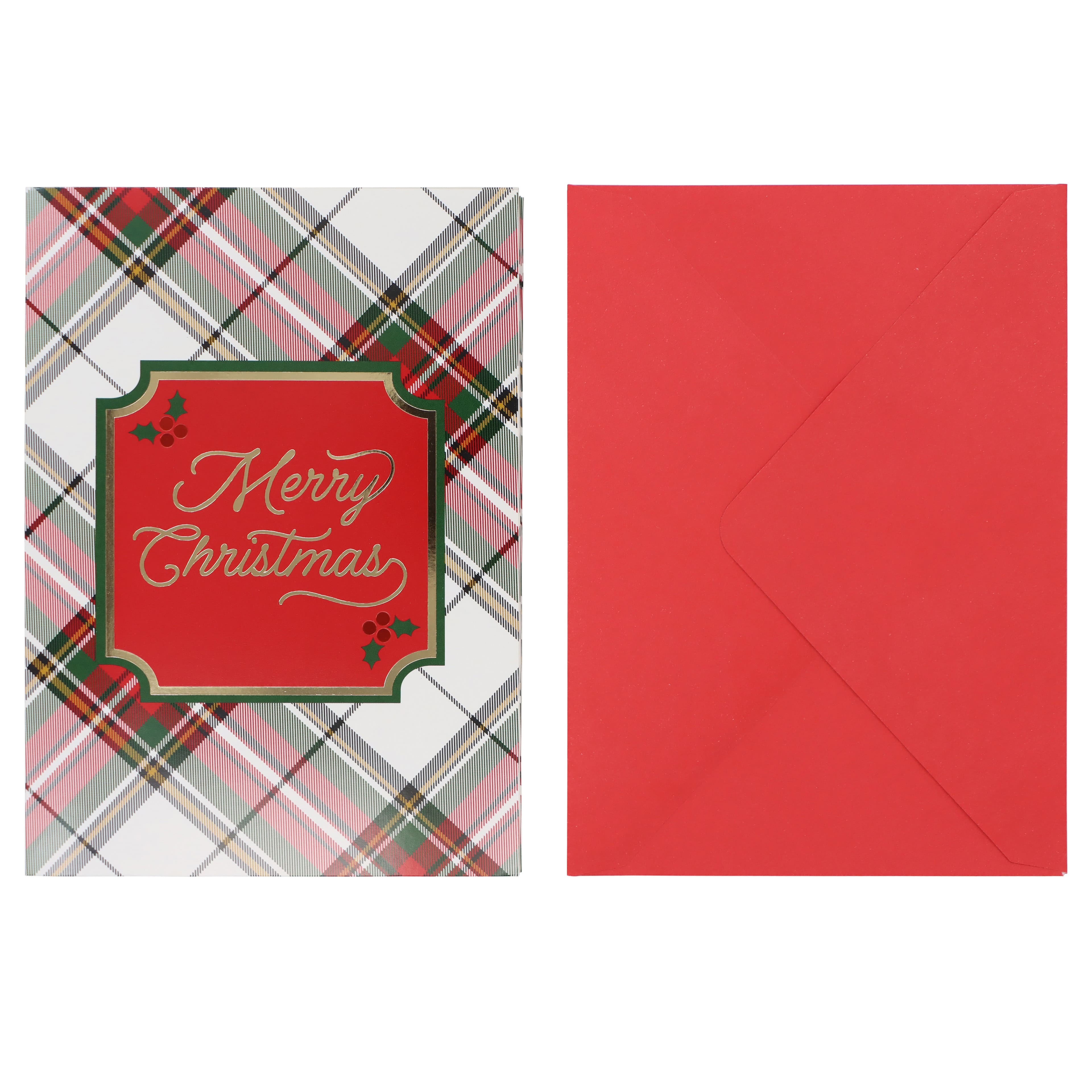 Merry Christmas Plaid Card &#x26; Envelope Set by Recollections&#x2122;