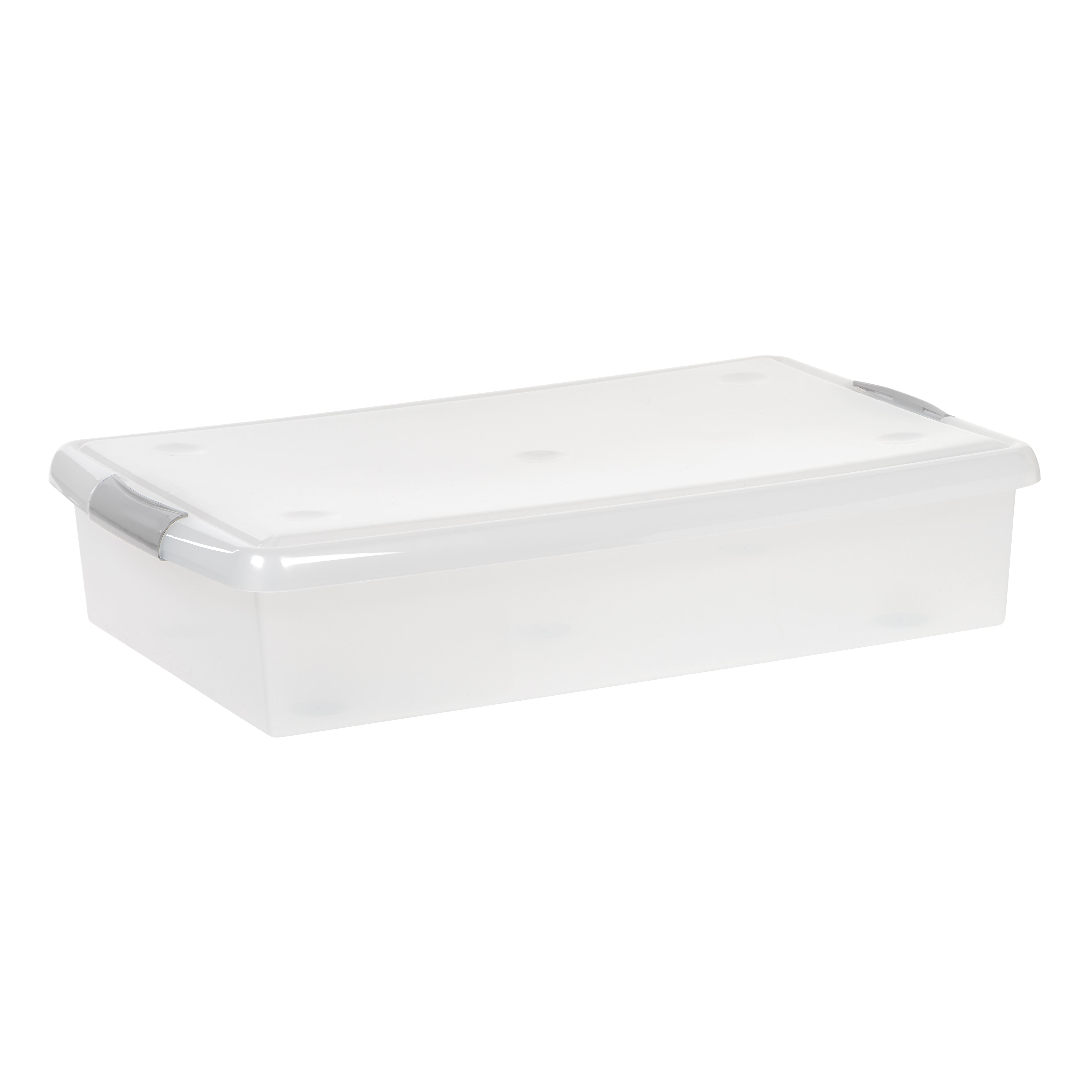 IRIS&#xAE; 40qt. Clear Store &#x26; Slide Box with Lid &#x26; Gunsmoke Gray Latches