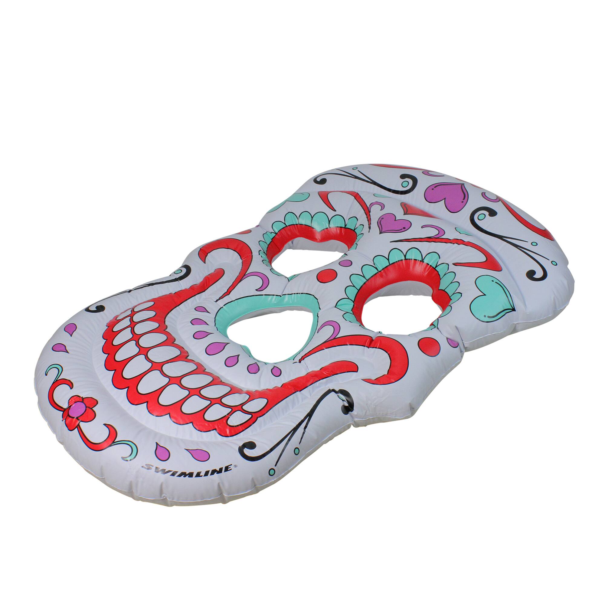 Swimline 5ft. Inflatable White & Pink Sugar Skull Swimming Pool Float