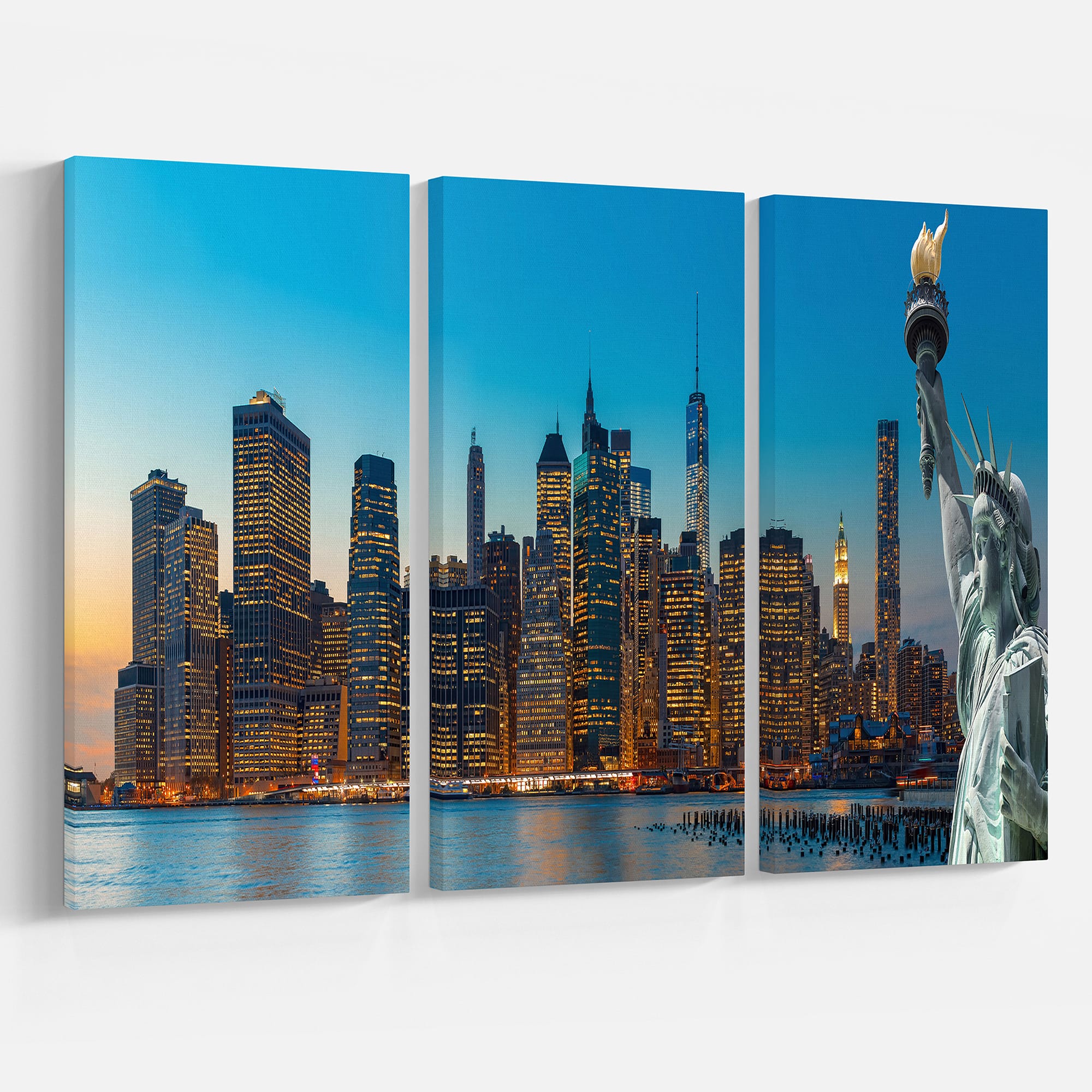 Designart - Evening New York City Skyline Panorama - Extra Large Canvas Art Print