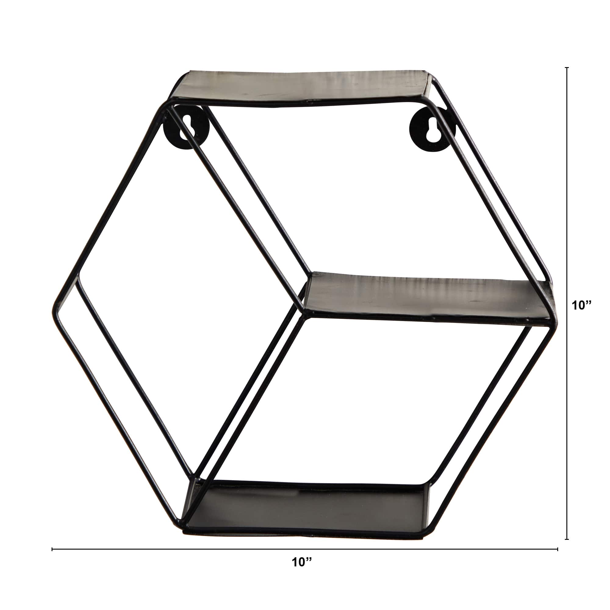 10&#x22; Black Matte Hexagon Wall Shelf