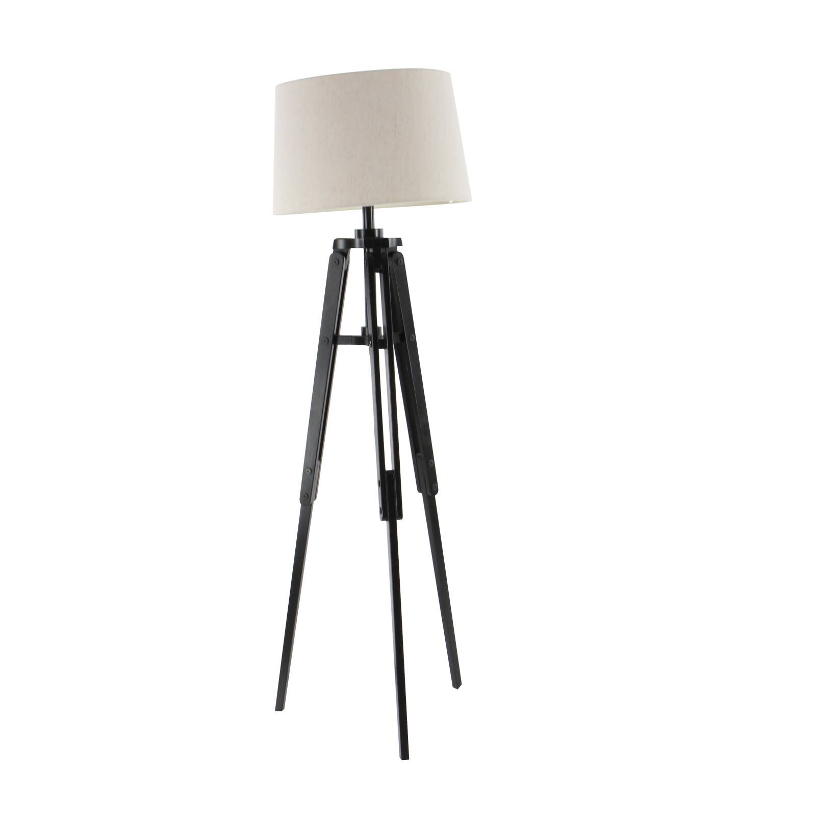 Black Wood Industrial Floor Lamp, 62&#x22; x 21&#x22; x 21&#x22;