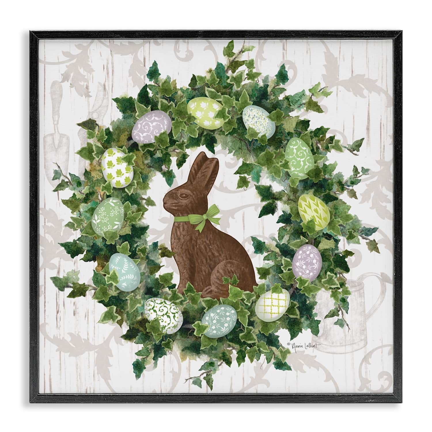 Stupell Industries Spring Easter Egg Wreath Framed Giclee Art