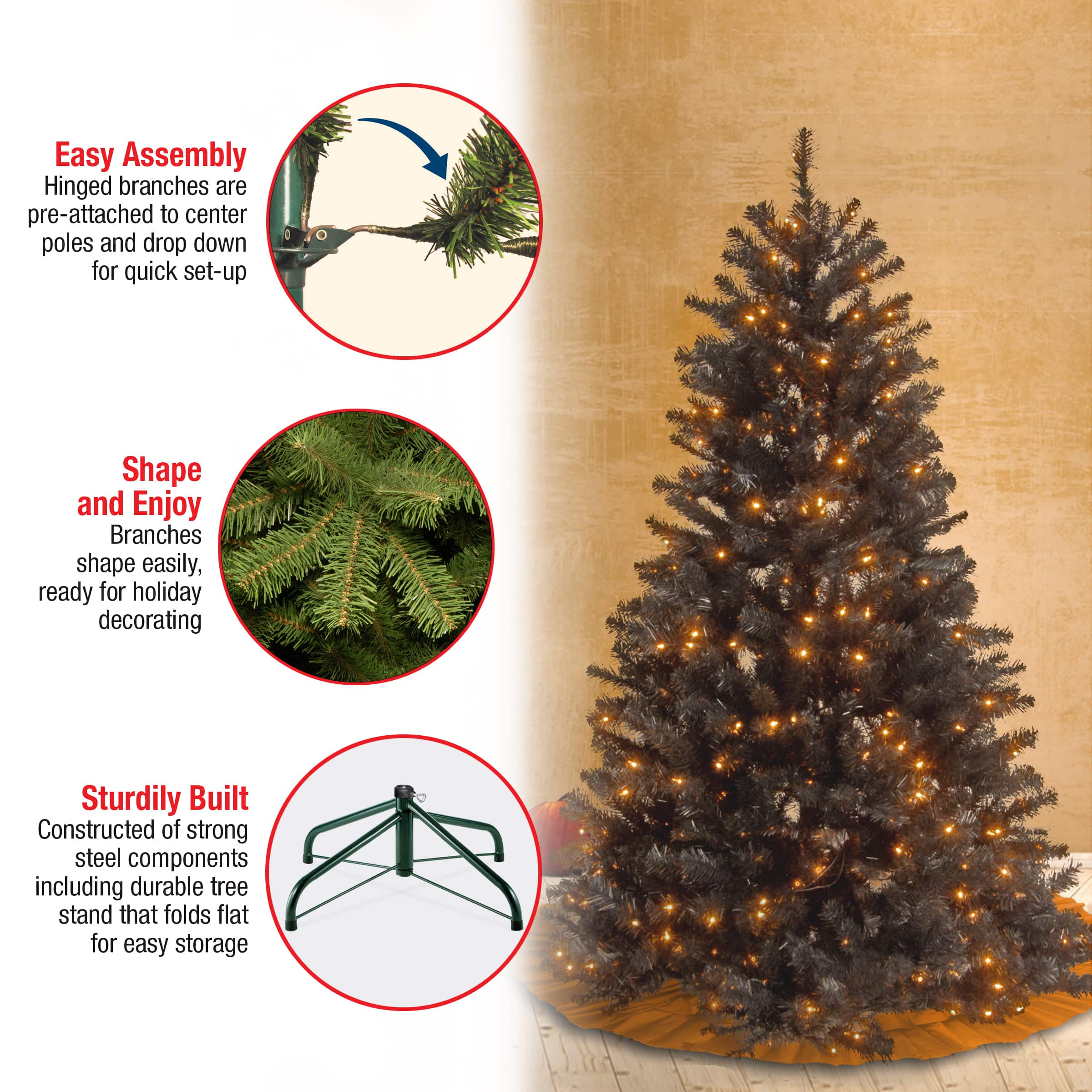 4.5ft. Pre-Lit North Valley&#xAE; Black Spruce Artificial Christmas Tree, Clear Lights