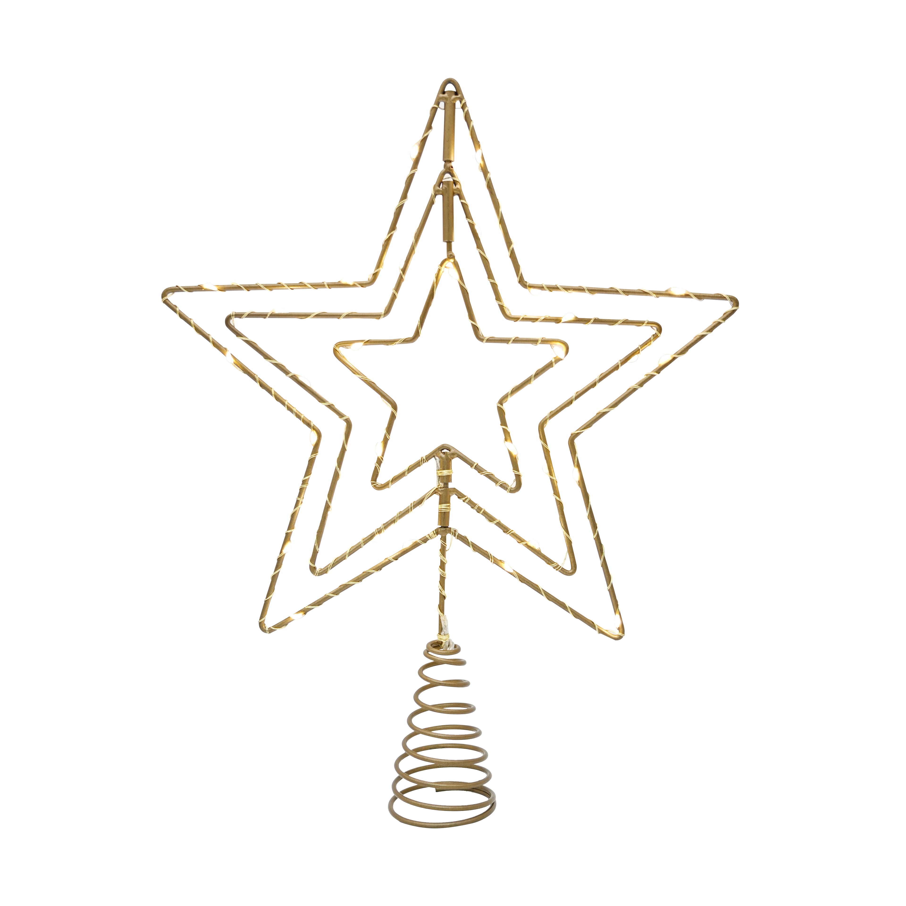 12&#x22; Gold Metal Star Lighted Tree Topper by Ashland&#xAE;