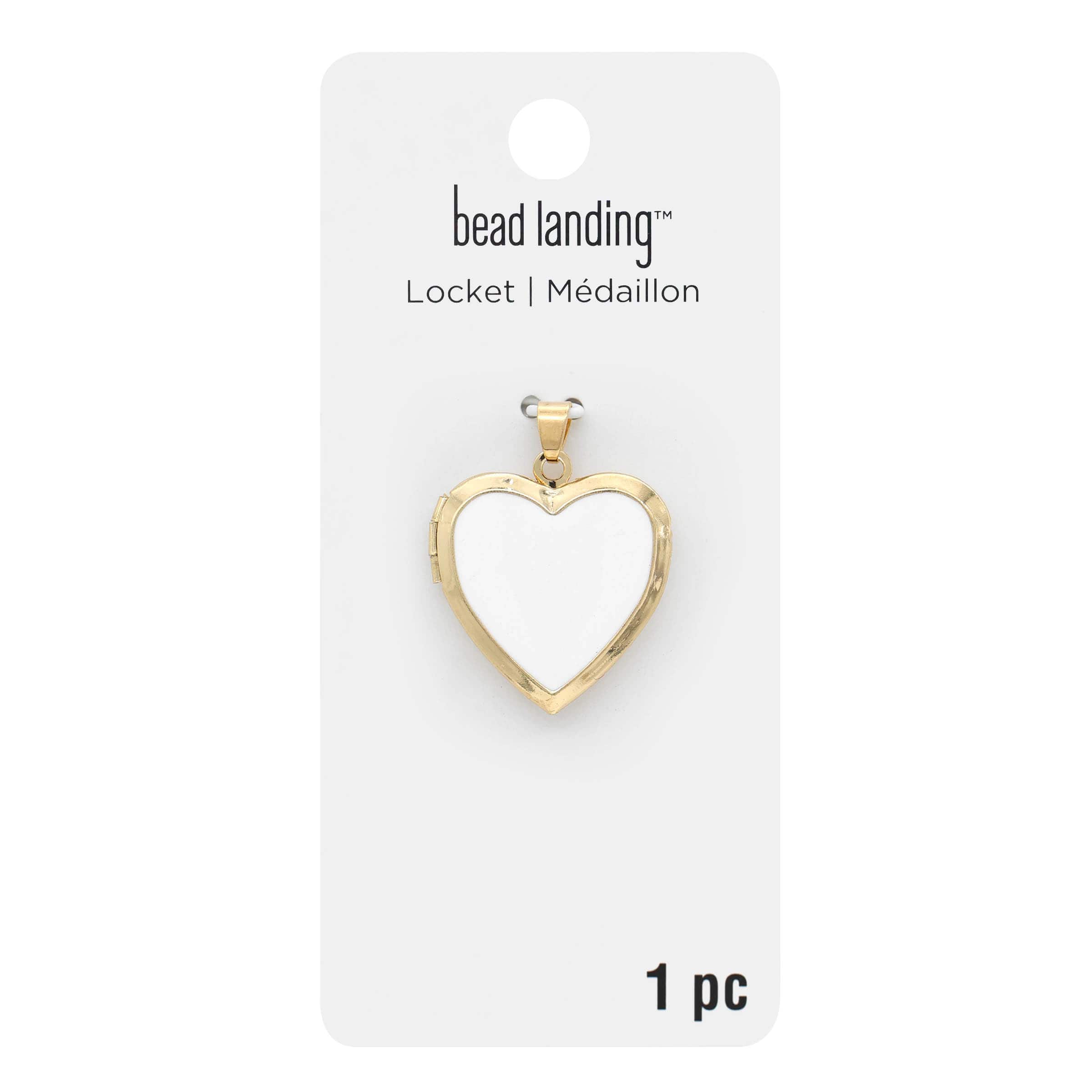 12 Pack: Gold &#x26; White Enamel Heart Locket by Bead Landing&#x2122;