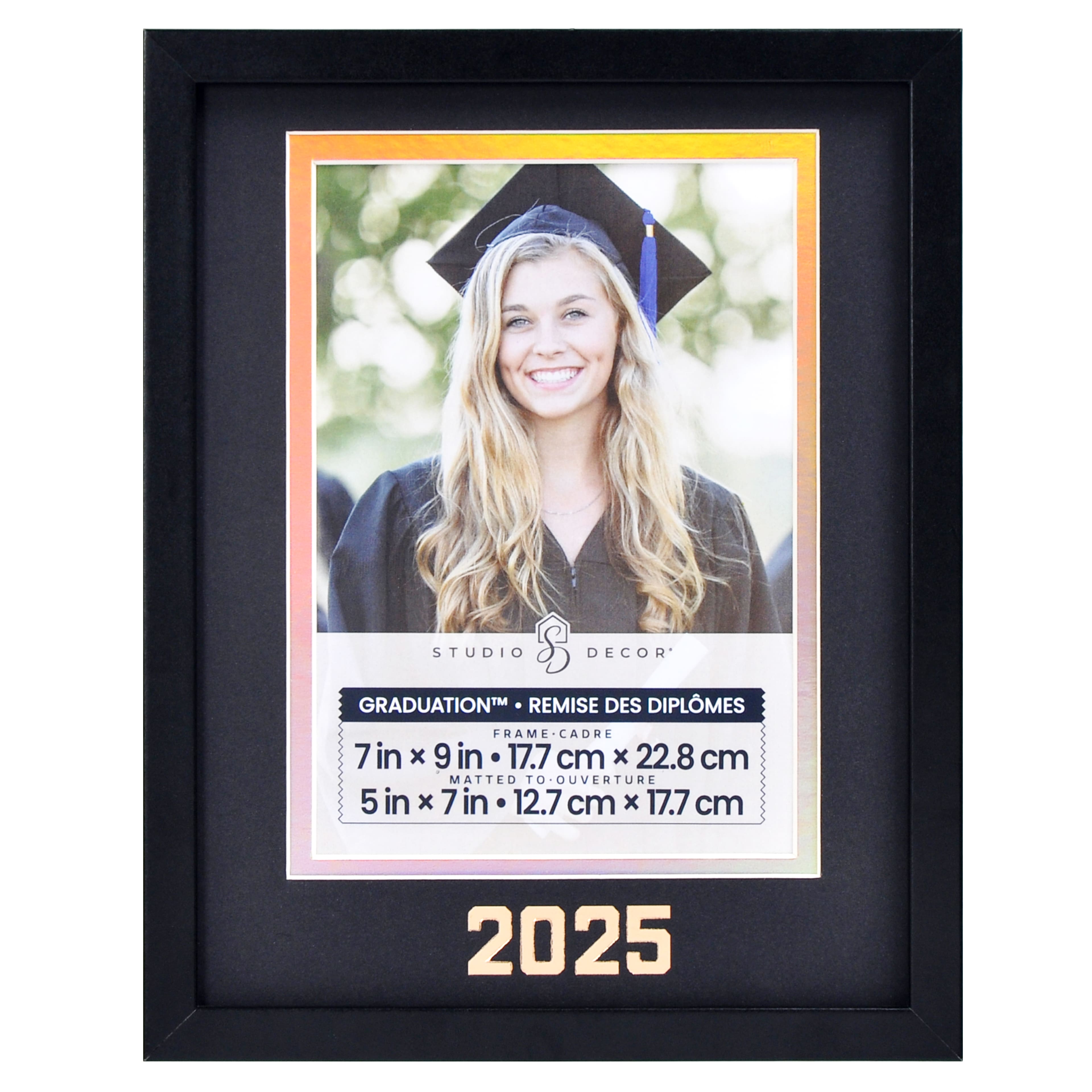Graduation&#x2122; 5&#x22; x 7&#x22; Black 2025 Frame with Iridescent Mat by Studio D&#xE9;cor&#xAE;