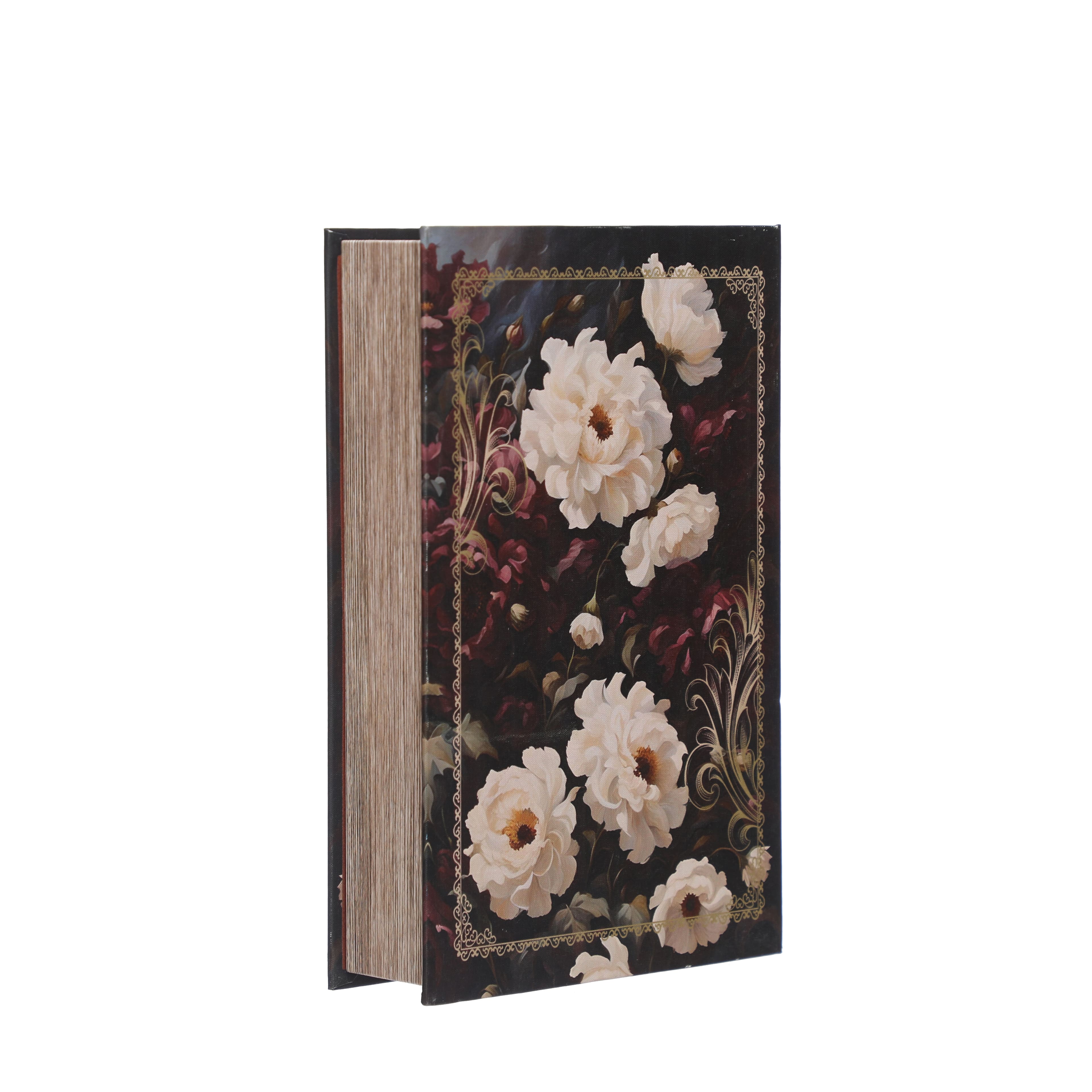 13&#x22; Black, Cream &#x26; Burgundy Floral Tabletop Book Box by Ashland&#xAE;