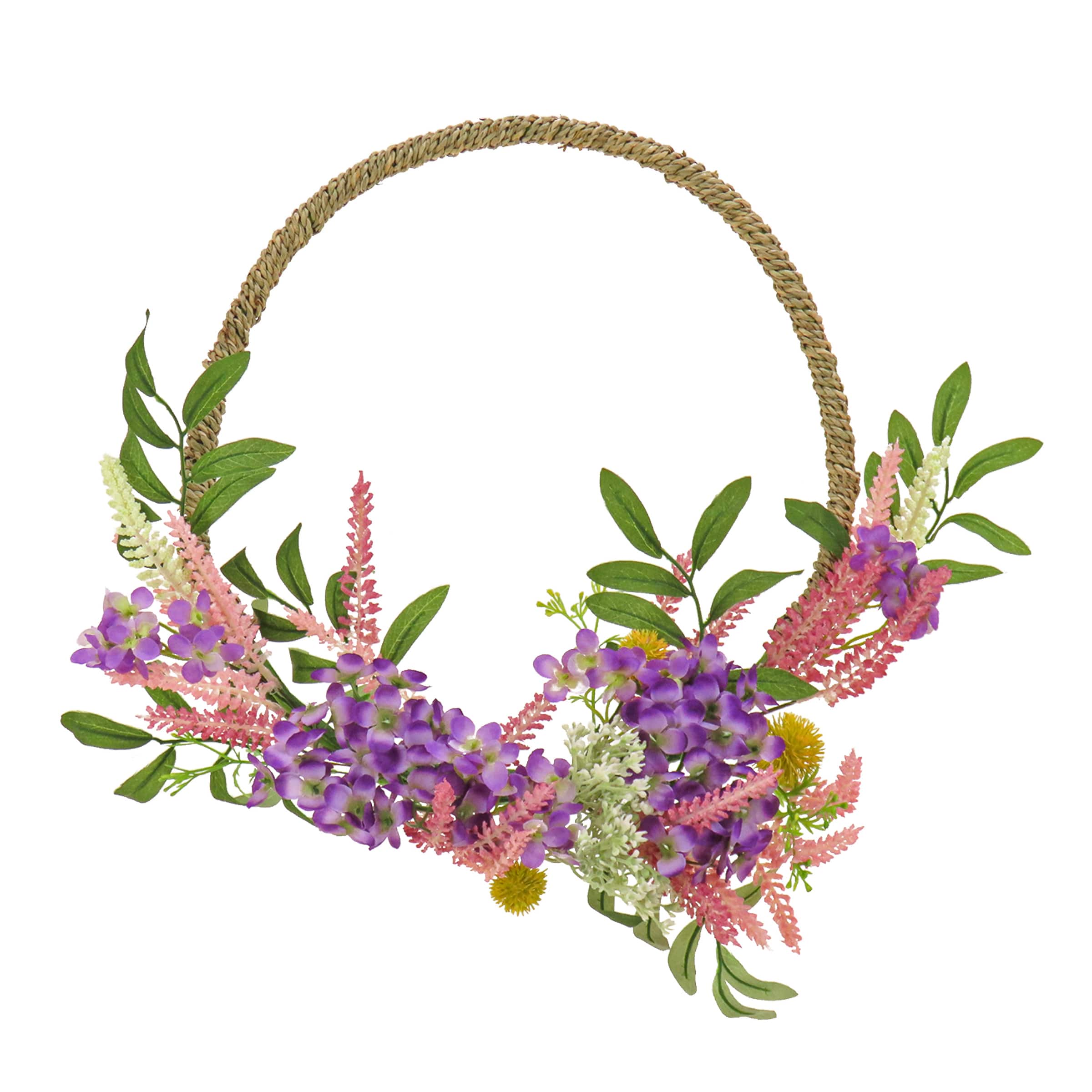 16" Spring Lavender & Mini Blossoms Hoop Wreath