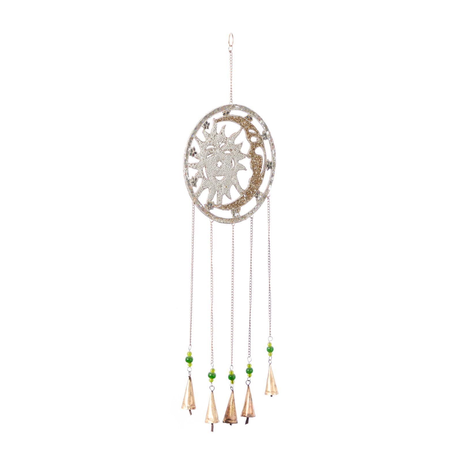 Silver Sun &#x26; Moon Metal Eclectic Windchime