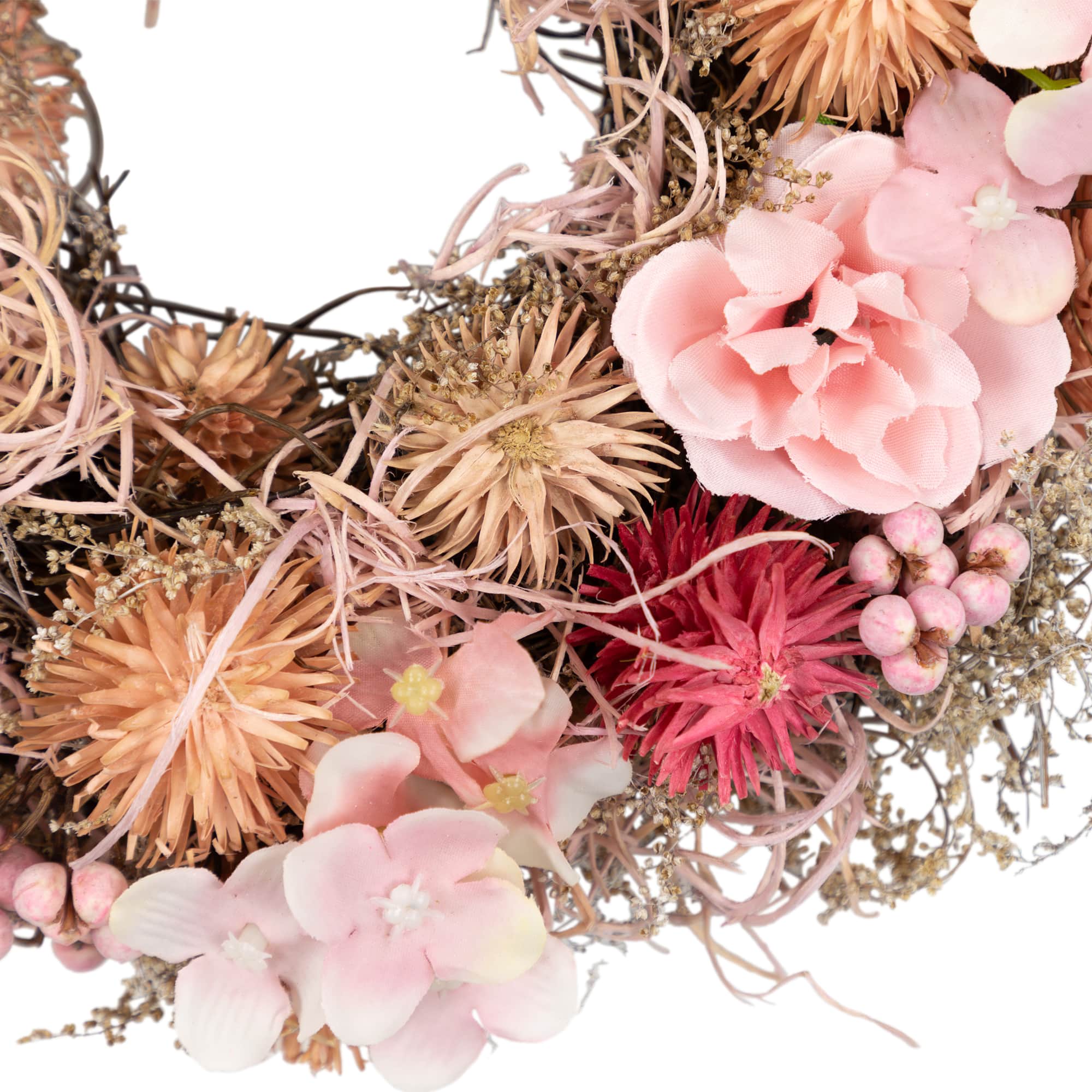 9.75&#x22; Pink Mixed Floral Artificial Spring Wreath