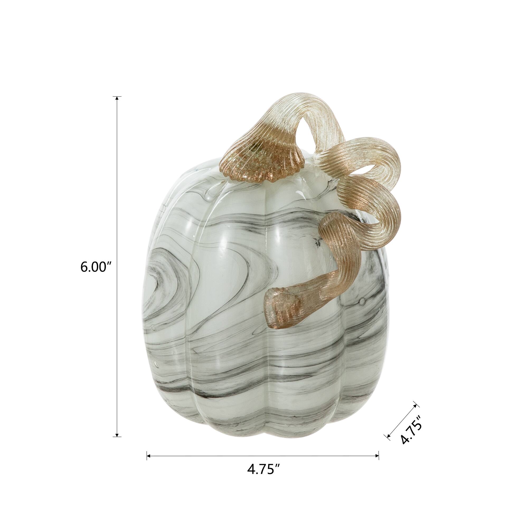Glitzhome® Marble Tall Marble Glass Pumpkin, Gray