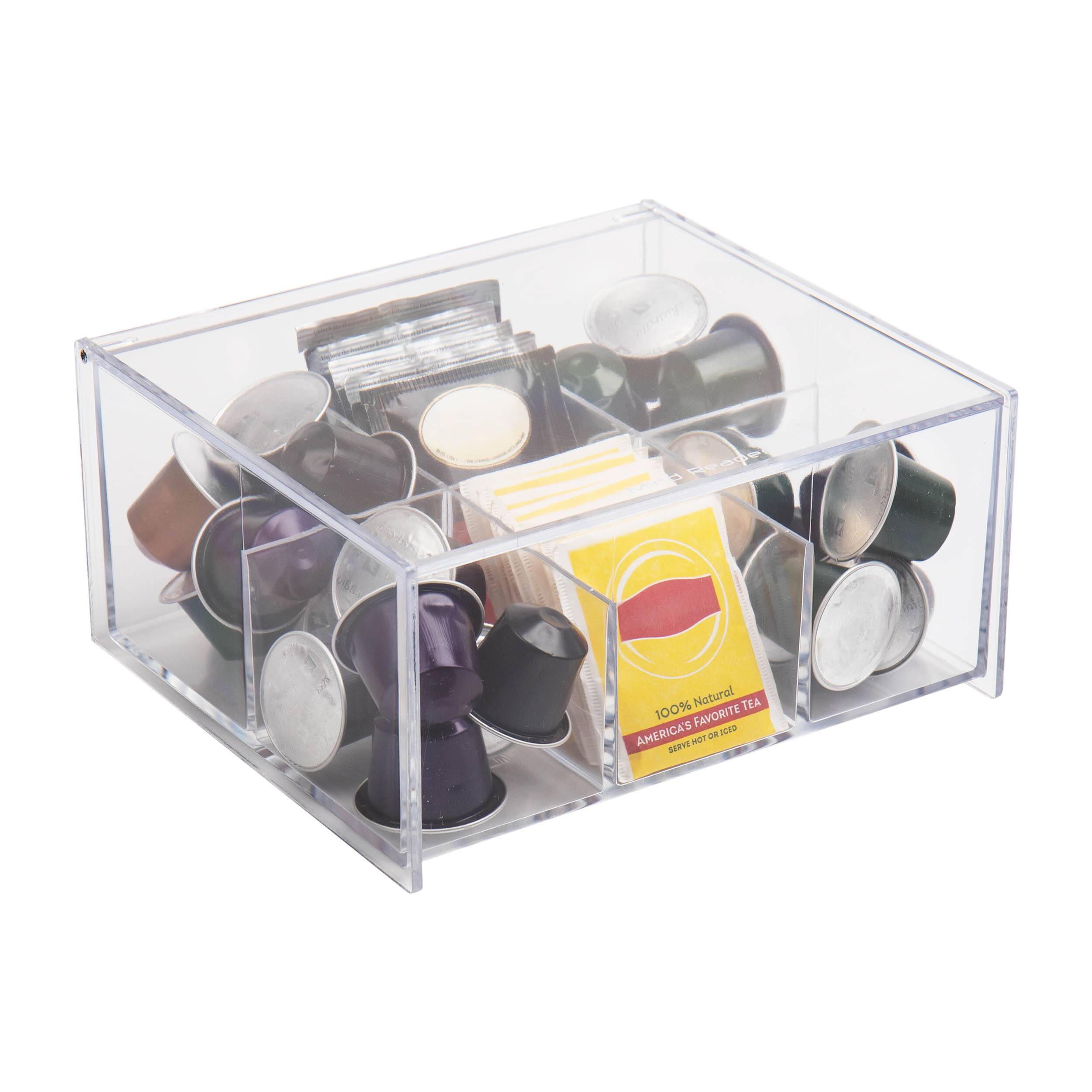Mind Reader 6-Compartment Clear Acrylic Tea Bag Storage & Organizer with Lid