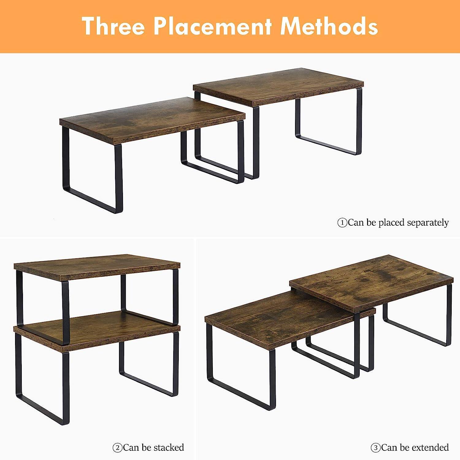 NEX™ 12" Rustic Brown & Black 3-Tier Kitchen Cabinet Organizer Set