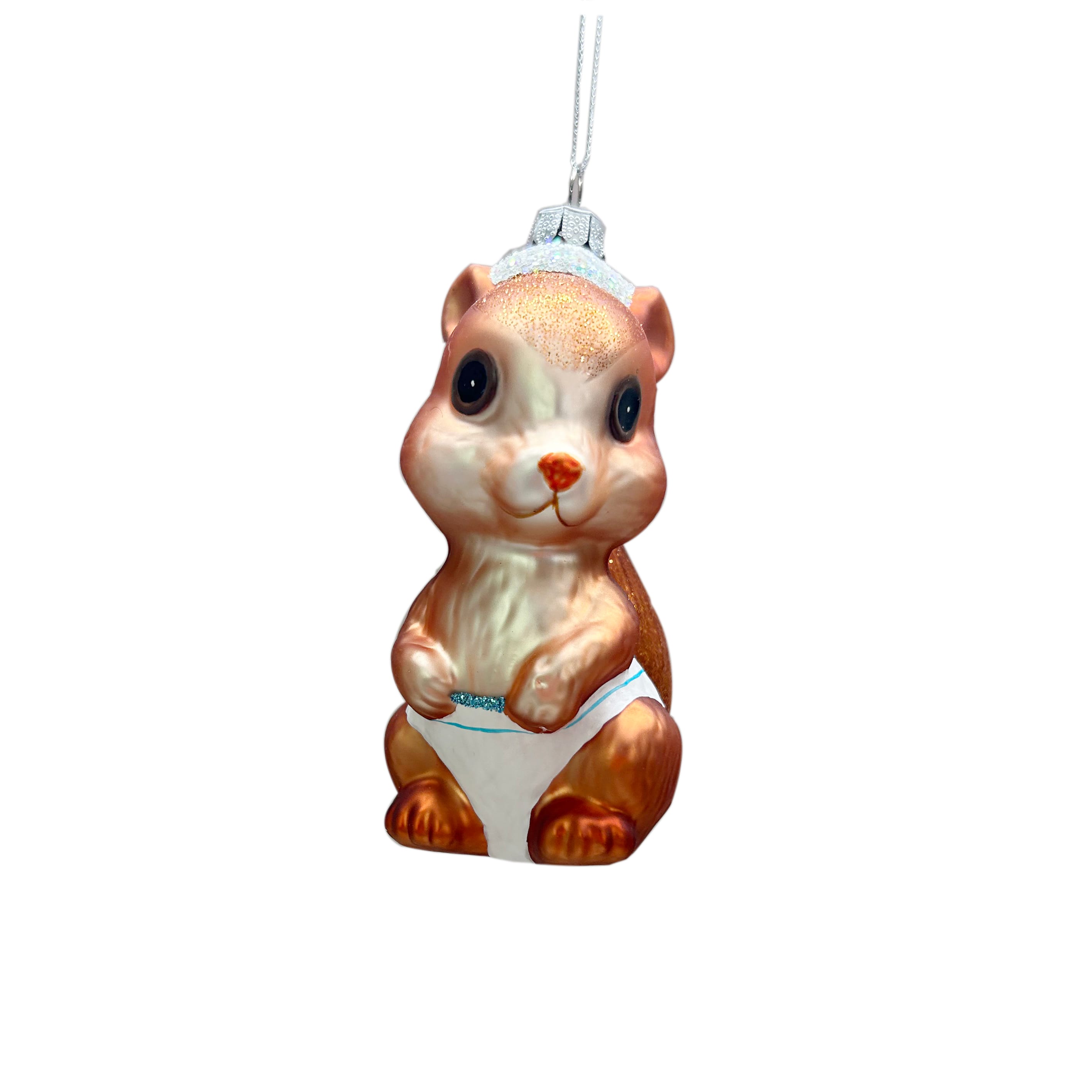 4.5&#x22; Copper Baby Squirrel in Santa Hat Glass Ornament by Ashland&#xAE;
