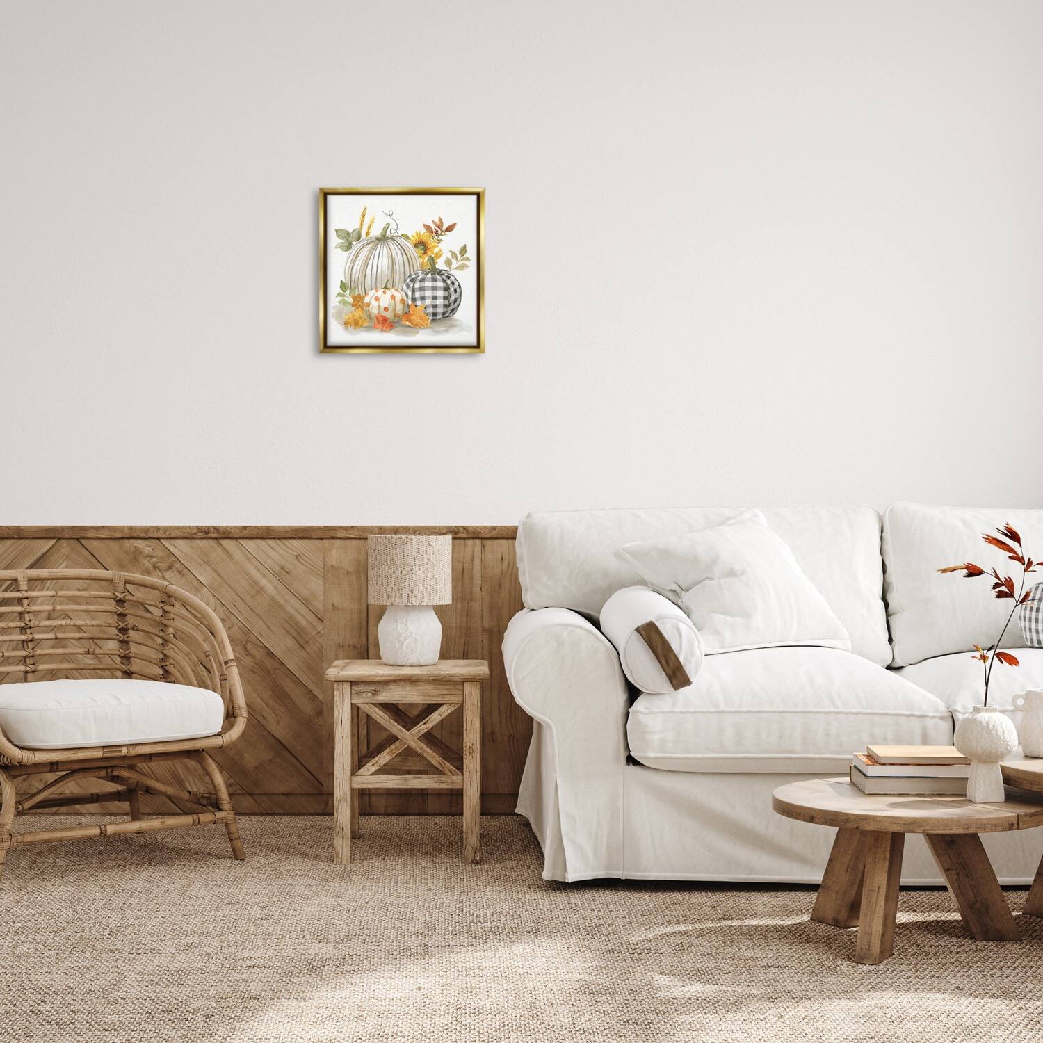 Stupell Industries Patterned Pumpkins Autumn Harvest Floater Framed Art