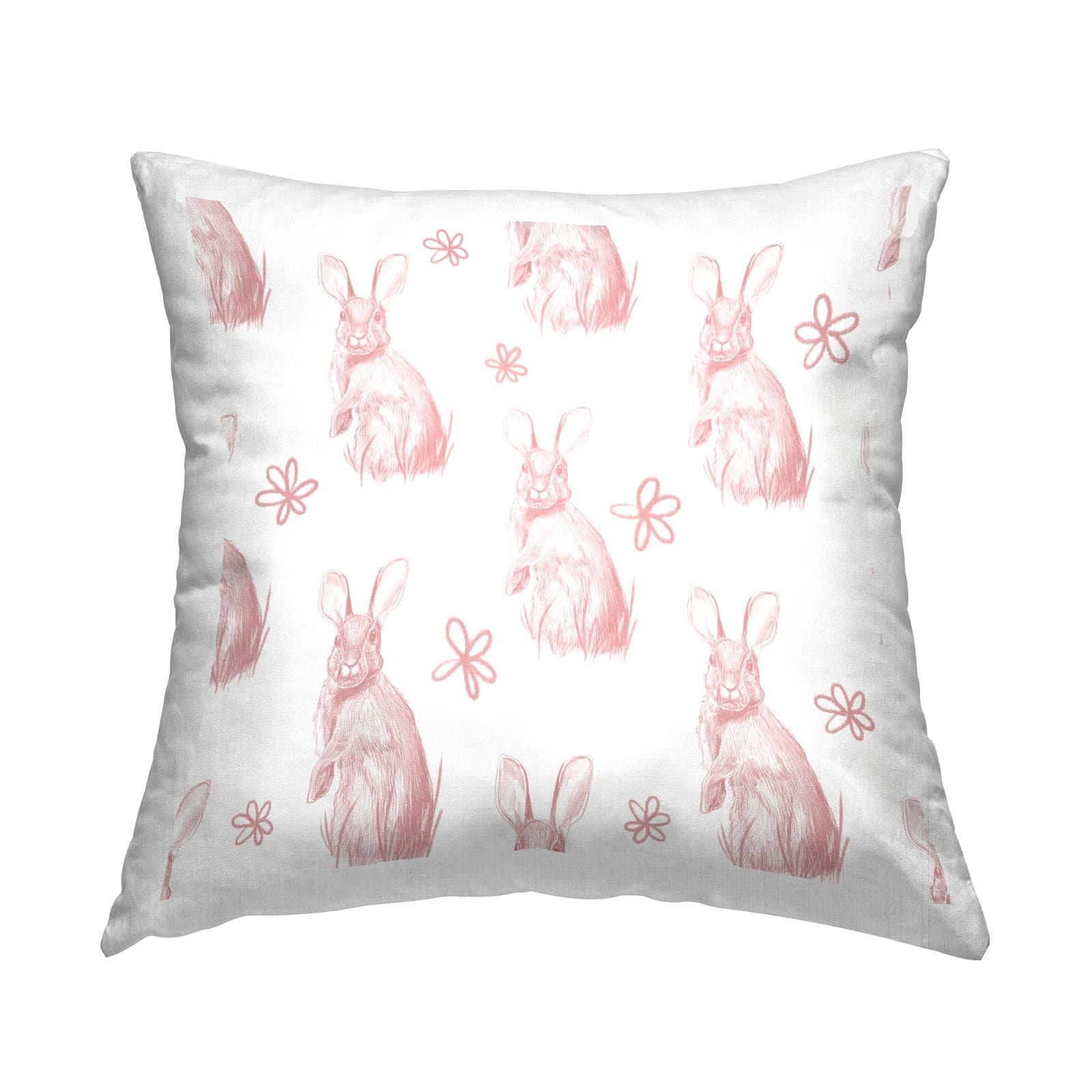 Stupell Industries Classic Pink Bunny Rabbit Nature Pattern Throw Pillow, 18" x 18"