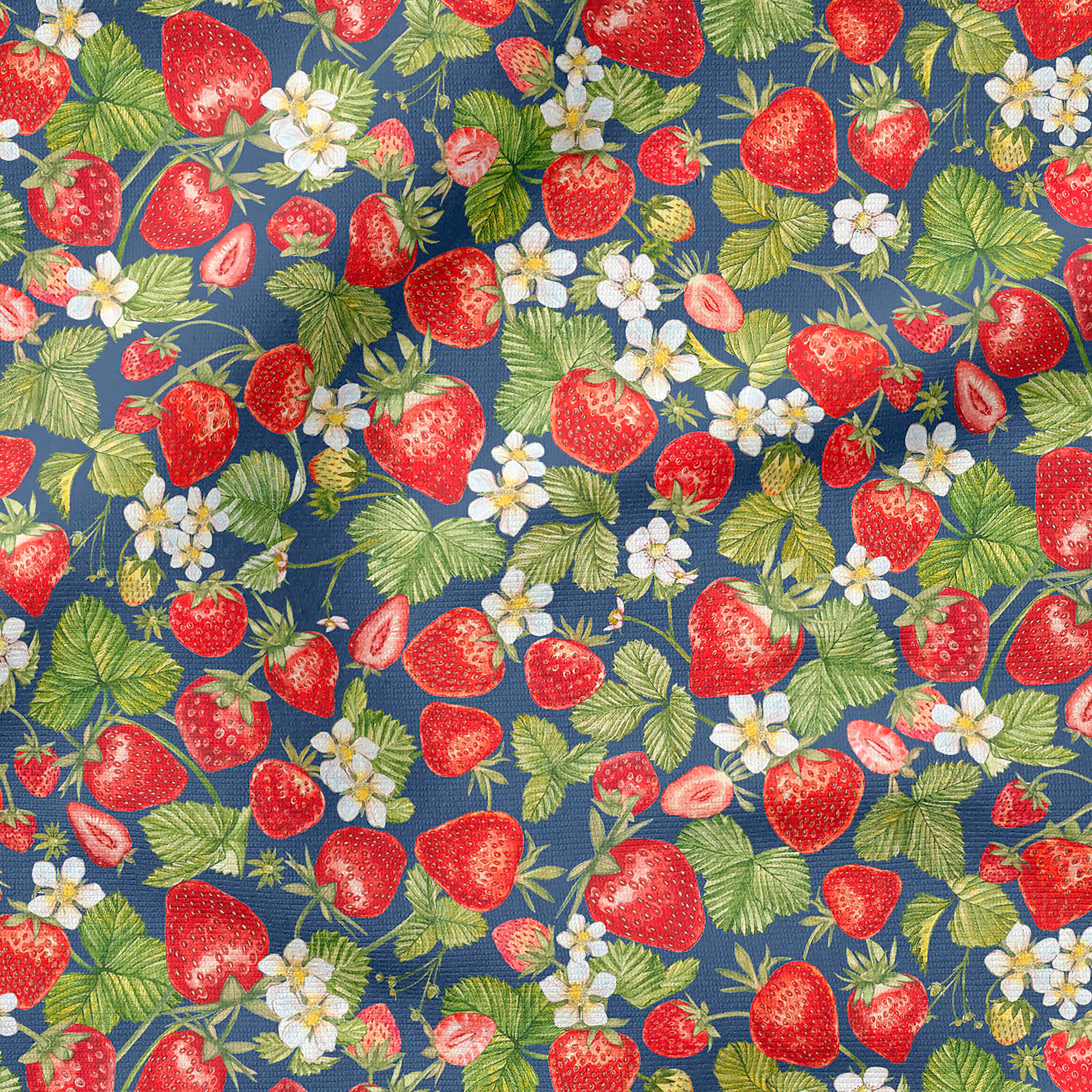 Fabric Editions Navy Strawberry Cotton Fabric