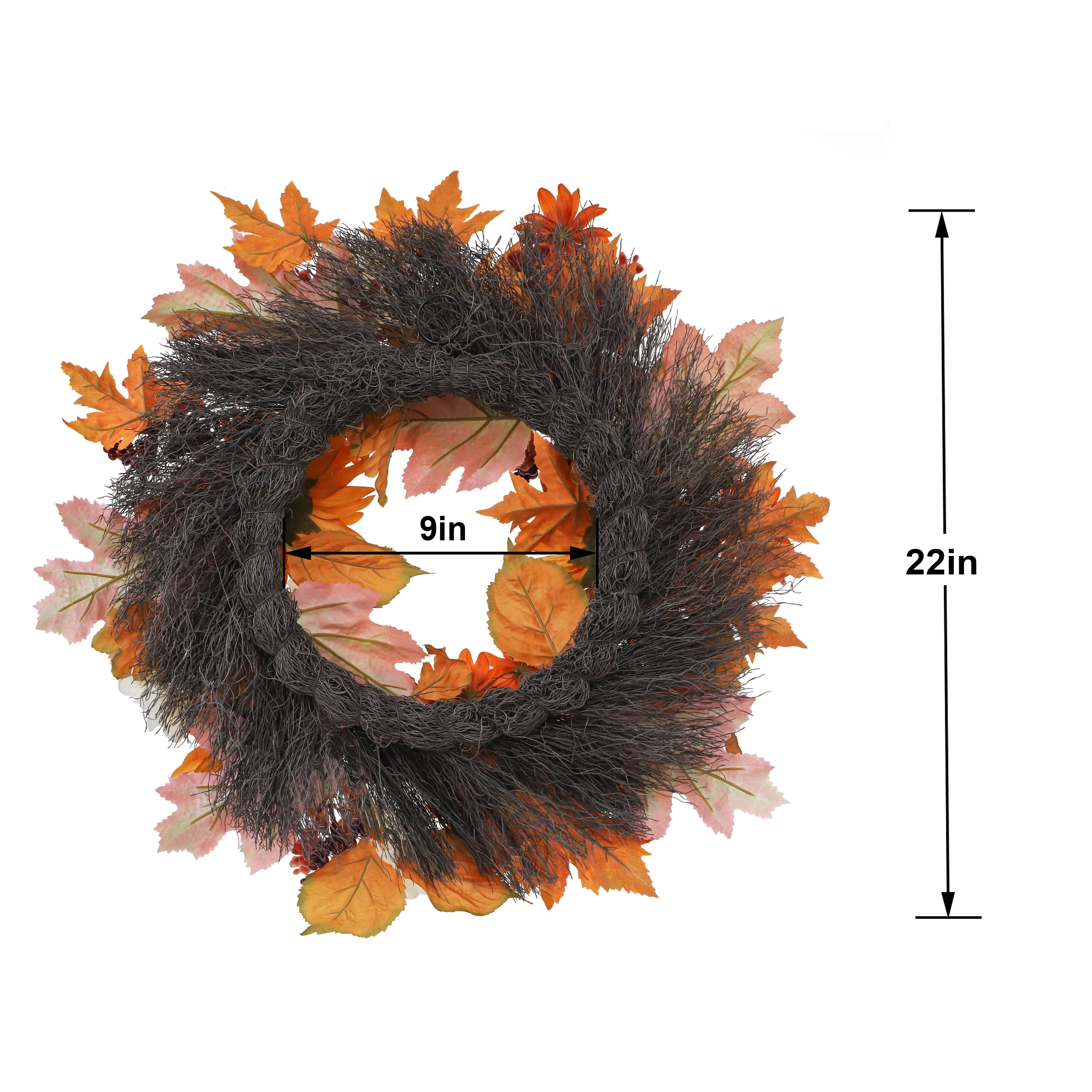 22&#x22; Orange Sunflower &#x26; Mum Wreath by Ashland&#xAE;