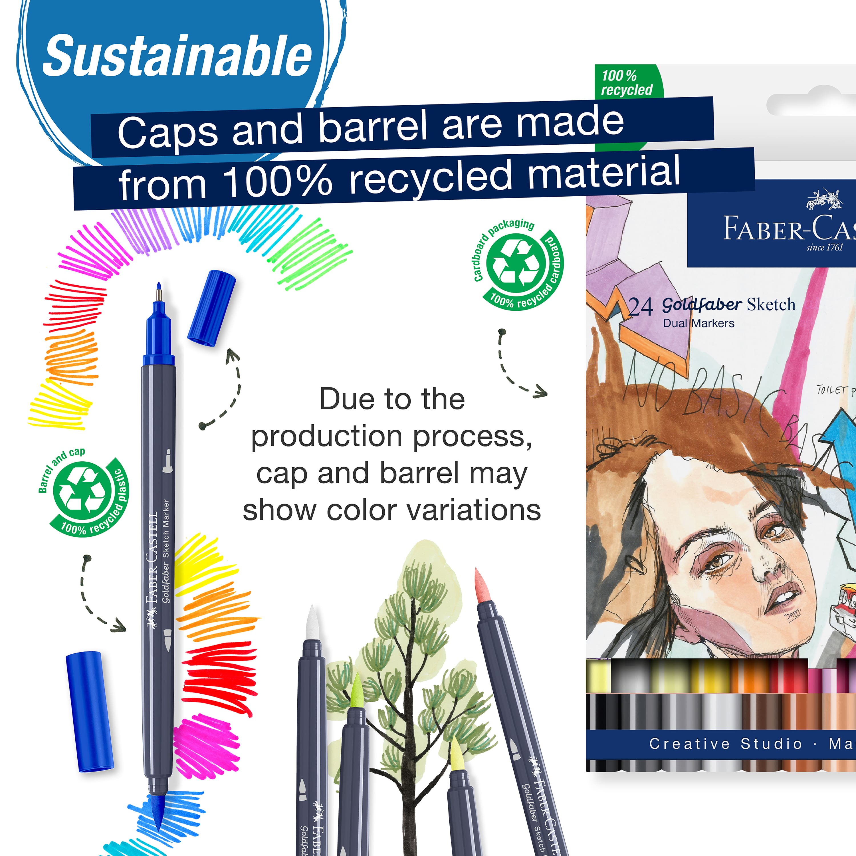Faber-Castell® Goldfaber 24 Color Dual Tip Sketch Markers