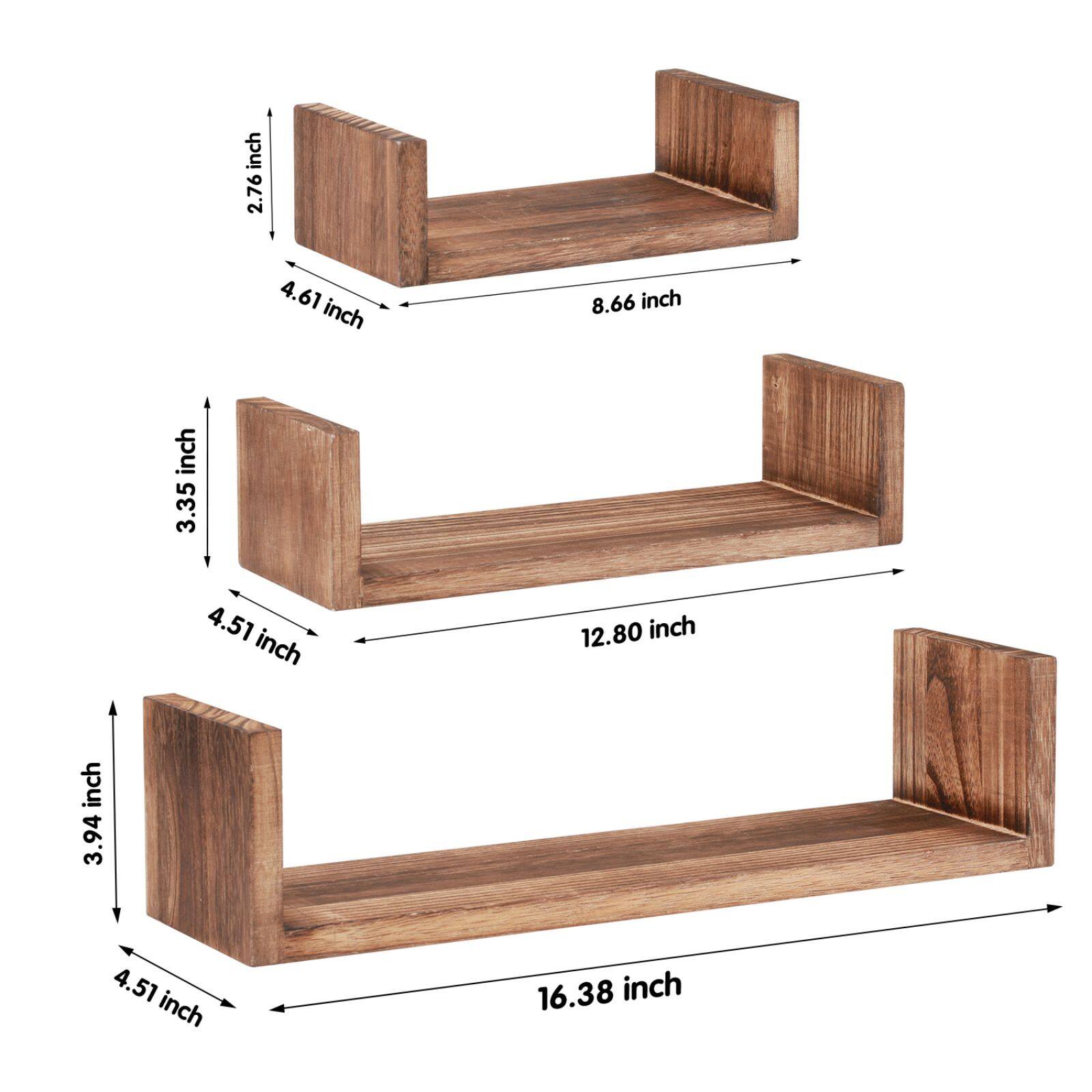 NEX™ Brown Wood Floating Shelves Set