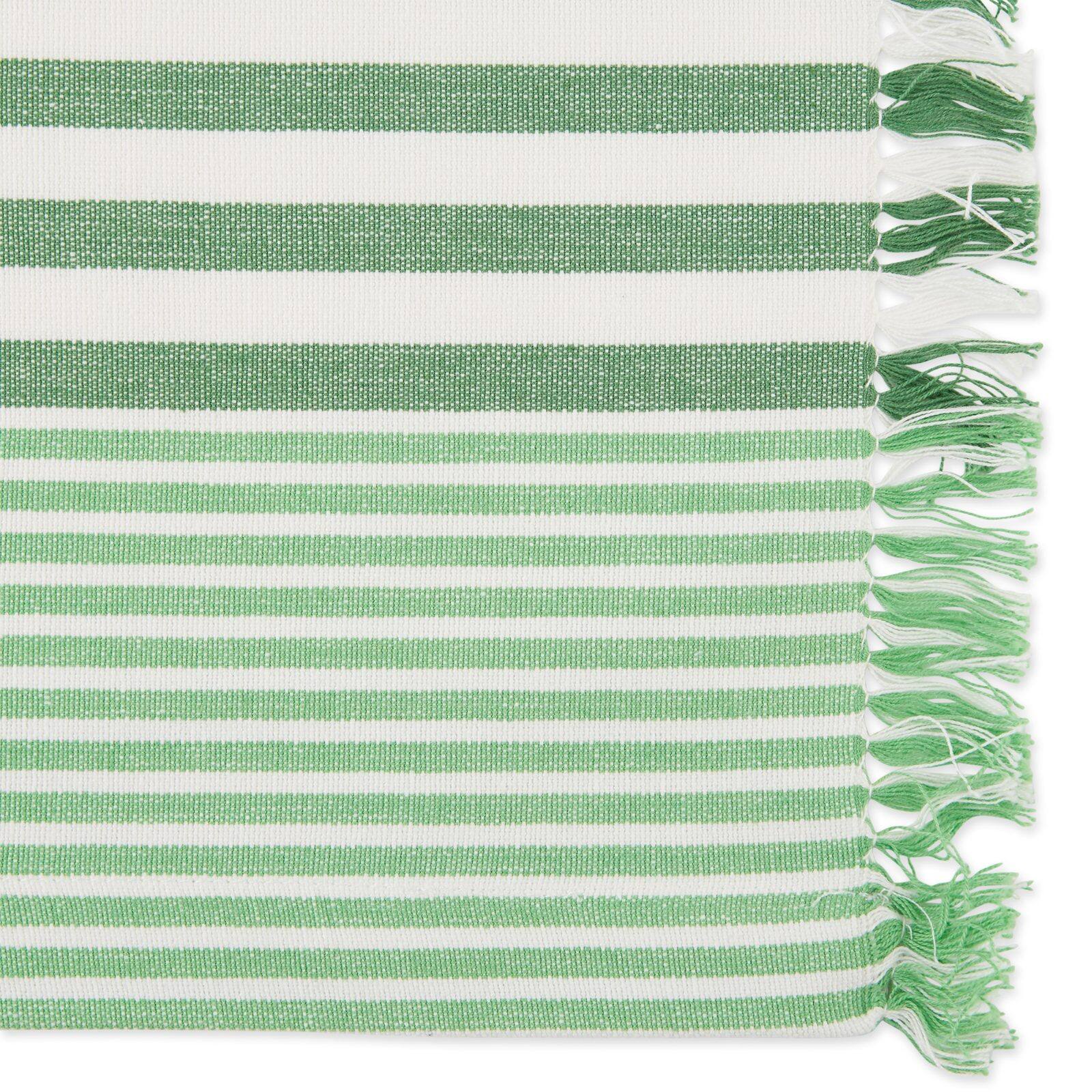 DII® Grass Green Stripes With Fringe Placemats, 6ct.