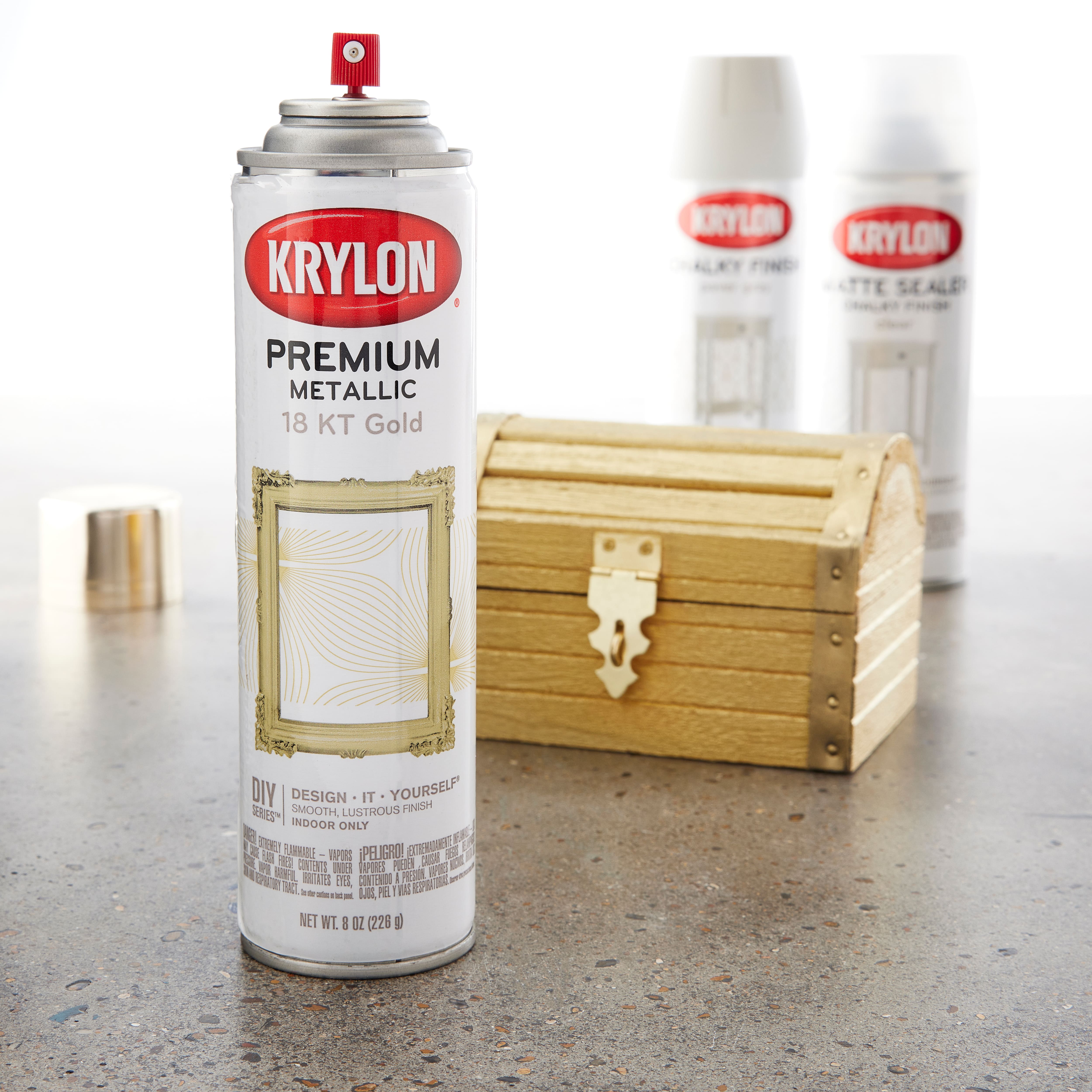 Krylon Premium Metallic Spray Paint 8oz-18 Karat Gold