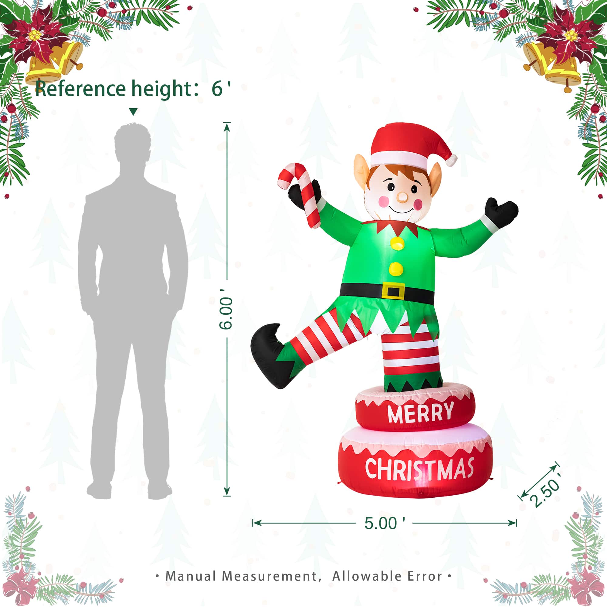 Glitzhome® 6ft. Light-Up Inflatable Rotating Elf Décor