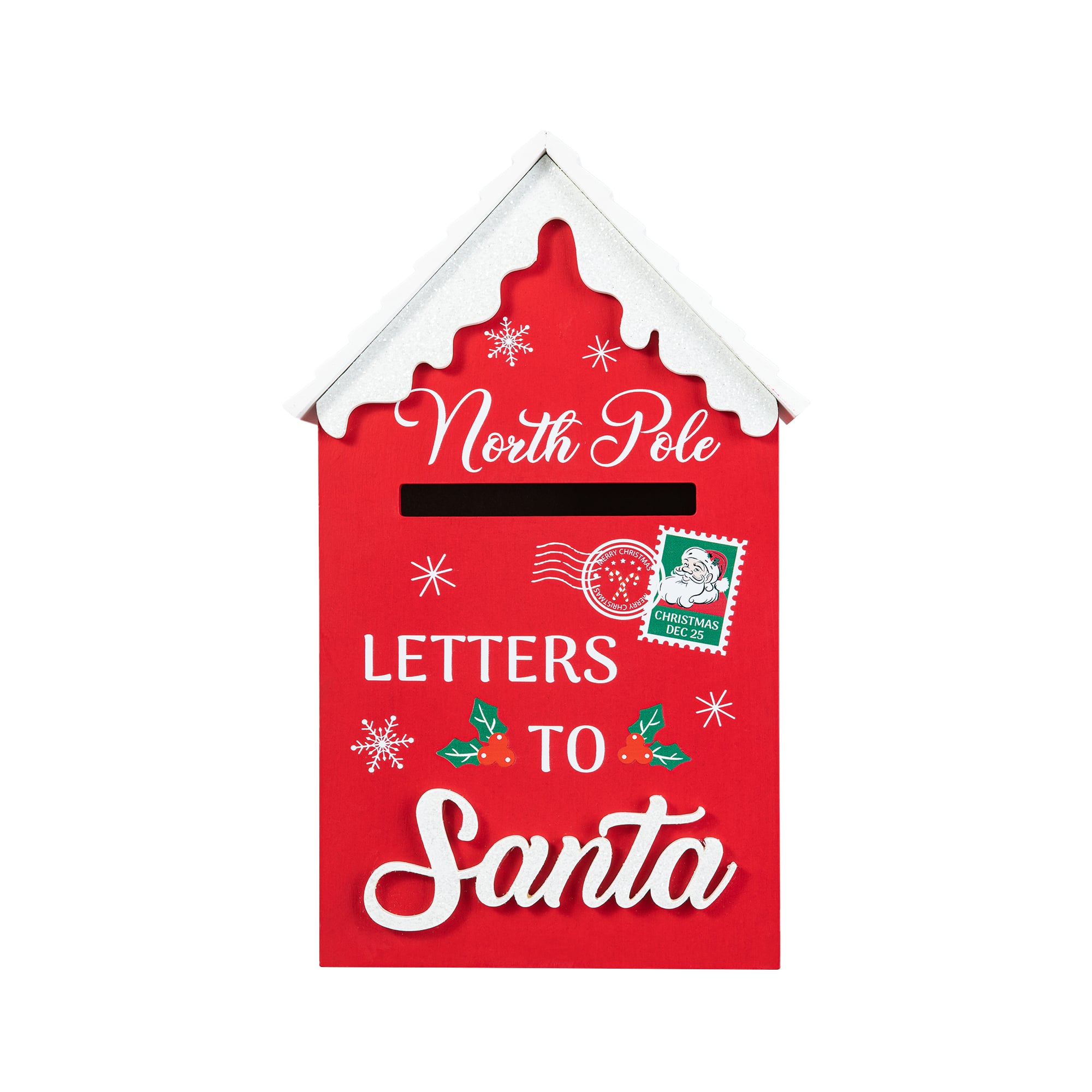 Glitzhome® 14" Christmas Wooden Mailbox Table Décor