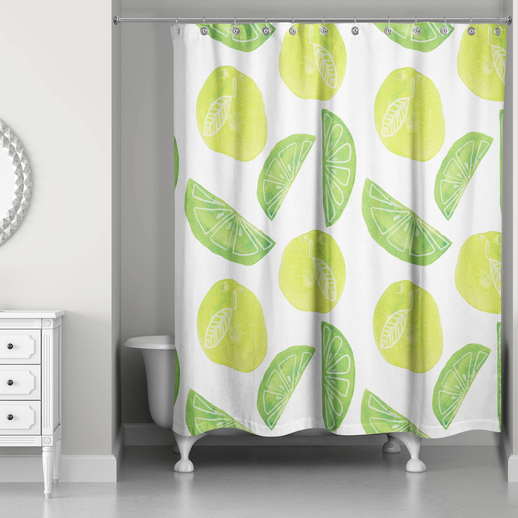 Lime Citrus Pattern 71&#x22; x 74&#x22; Shower Curtain