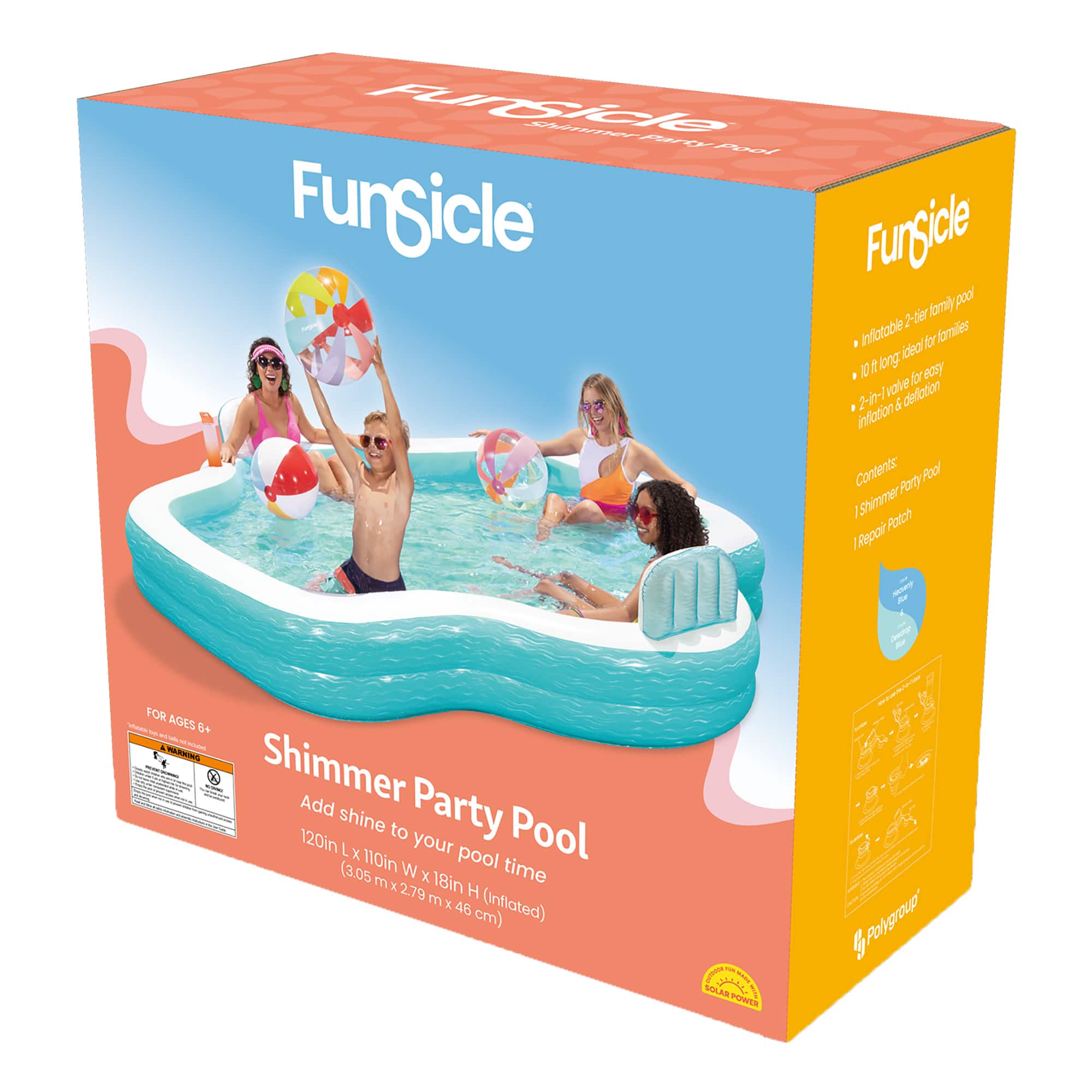 Funsicle 10ft. Teal & White Shimmer Party Lounge Pool
