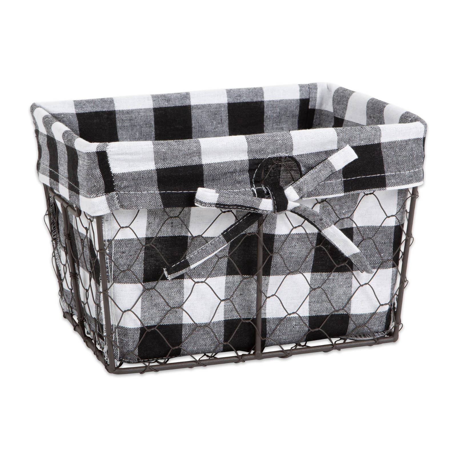 DII&#xAE; Black &#x26; White Checkered Chicken Wire Basket Set