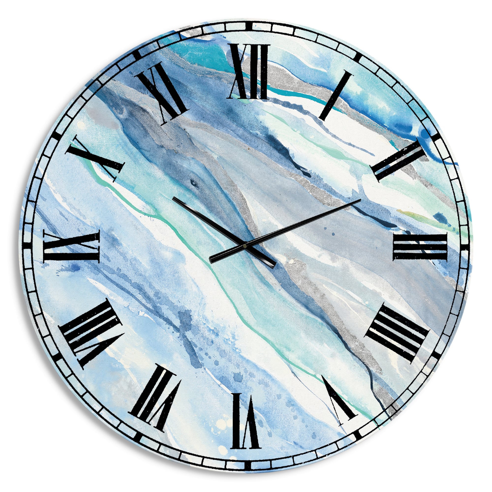 Designart Blue Silver Spring II Wall Clock
